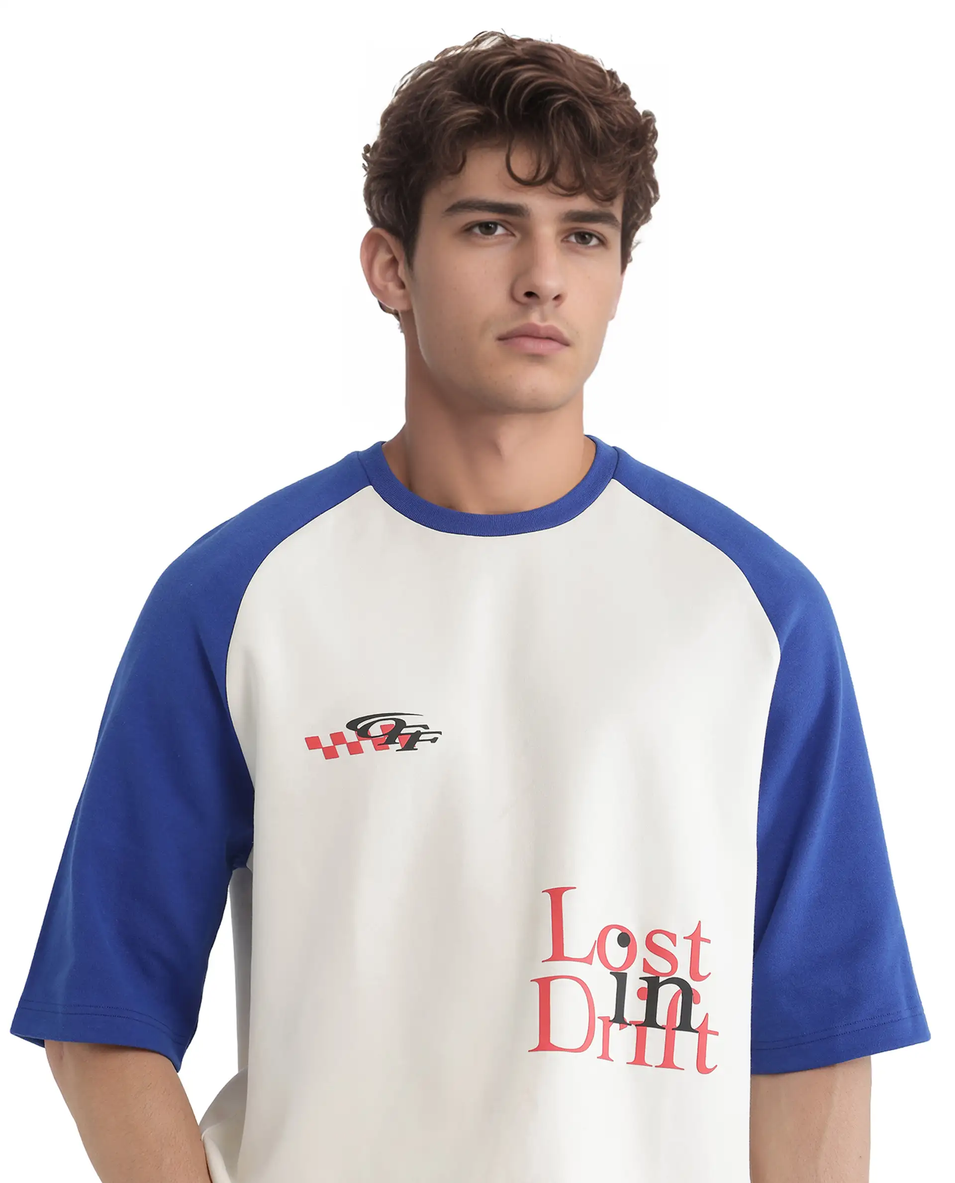 Rare Rabbit Men's Reva Off White Cotton Blend Hd Print Oversized Fit Half Sleeve Crew Neck T-Shirt - Image 5