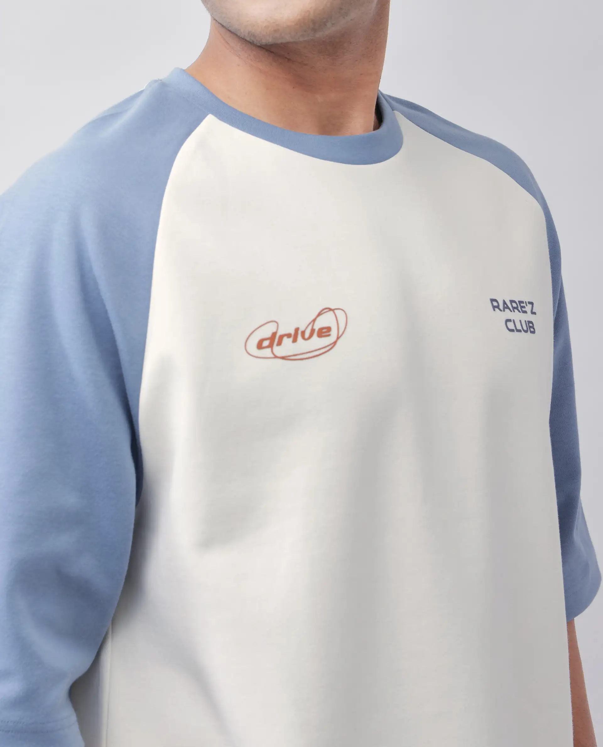 Rare Rabbit Men's Revalo Blue Cotton Blend Graphic Print Oversized Fit Half Sleeve Crew Neck T-Shirt - Image 3