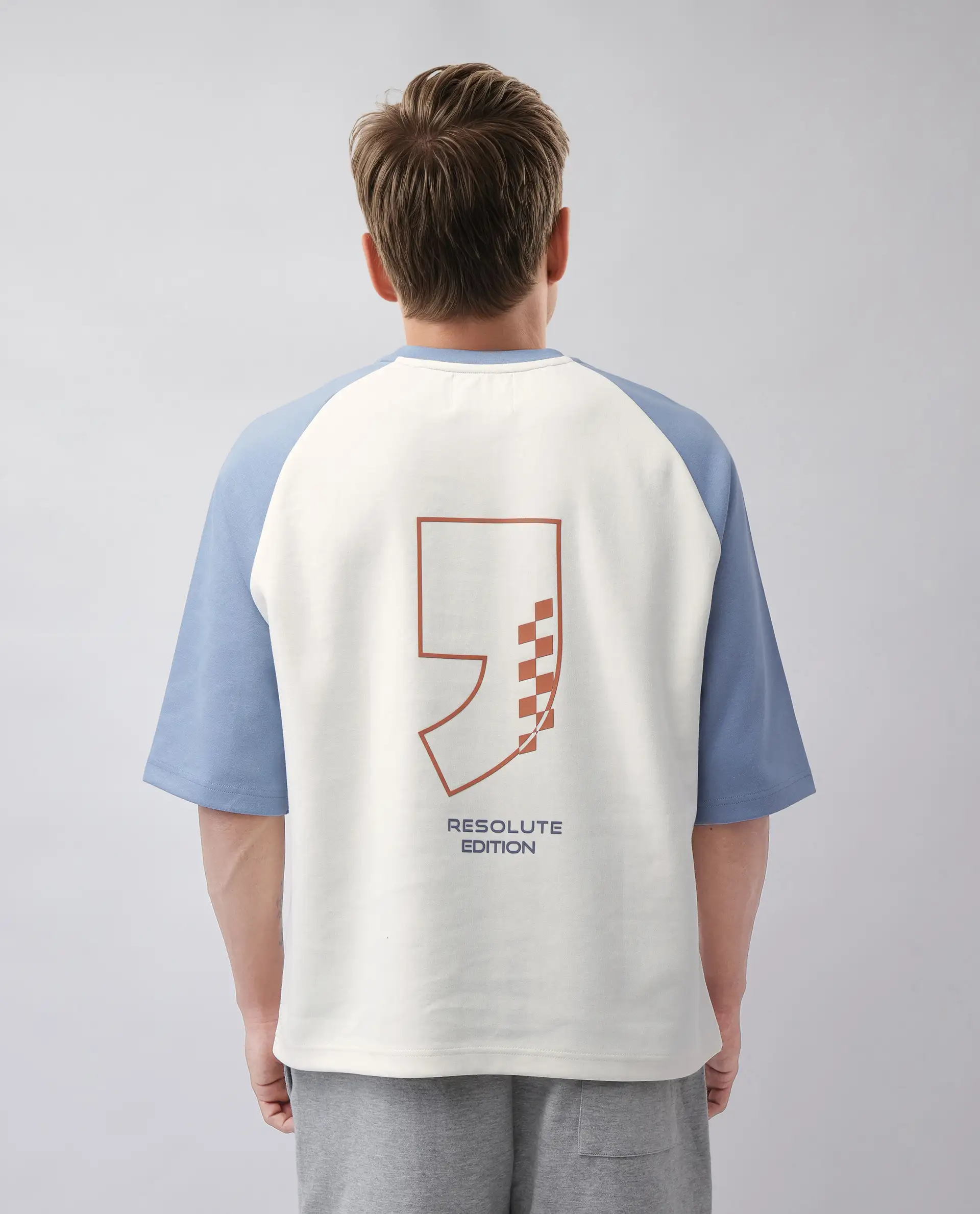 Rare Rabbit Men's Revalo Blue Cotton Blend Graphic Print Oversized Fit Half Sleeve Crew Neck T-Shirt - Image 4