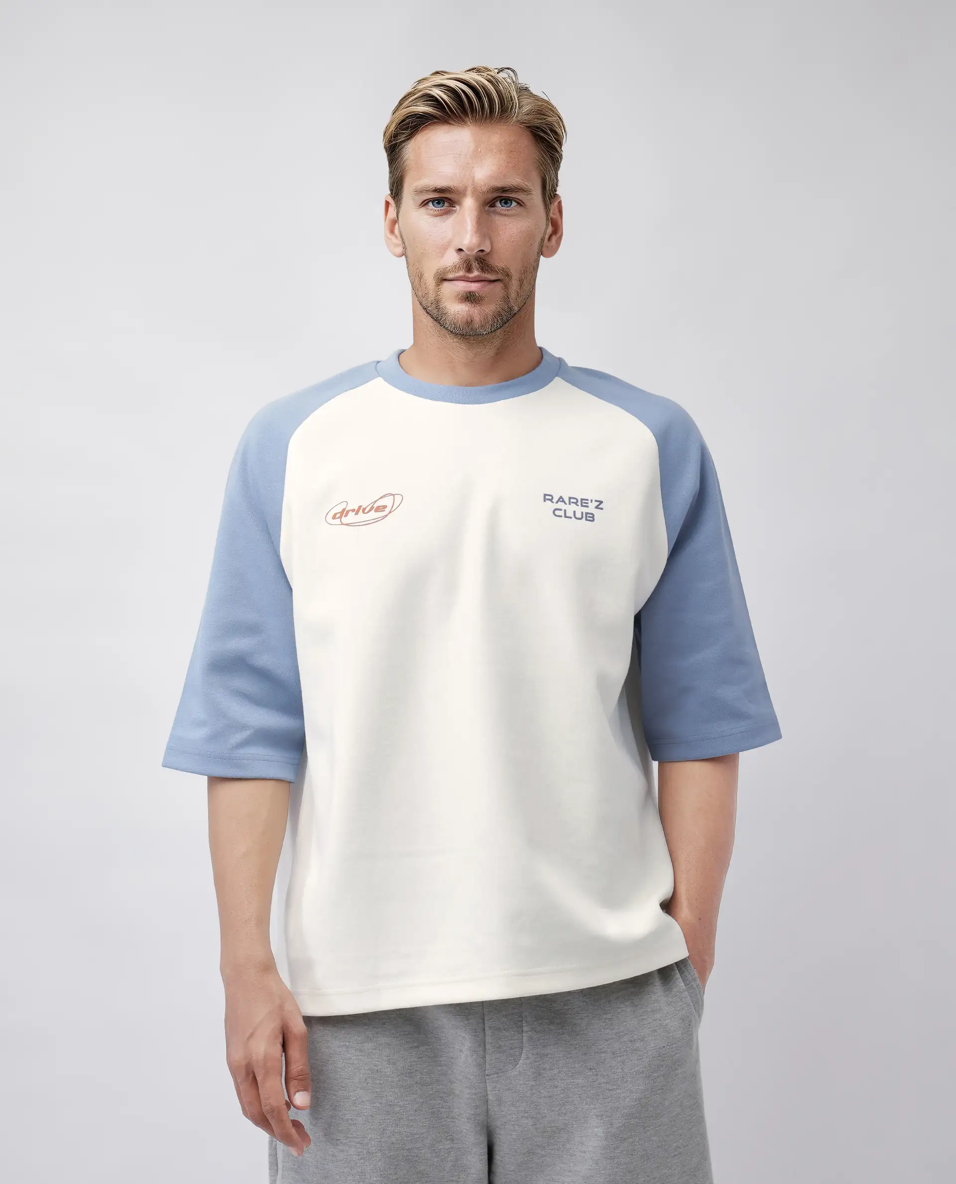 Rare Rabbit Men's Revalo Blue Cotton Blend Graphic Print Oversized Fit Half Sleeve Crew Neck T-Shirt - Image 5