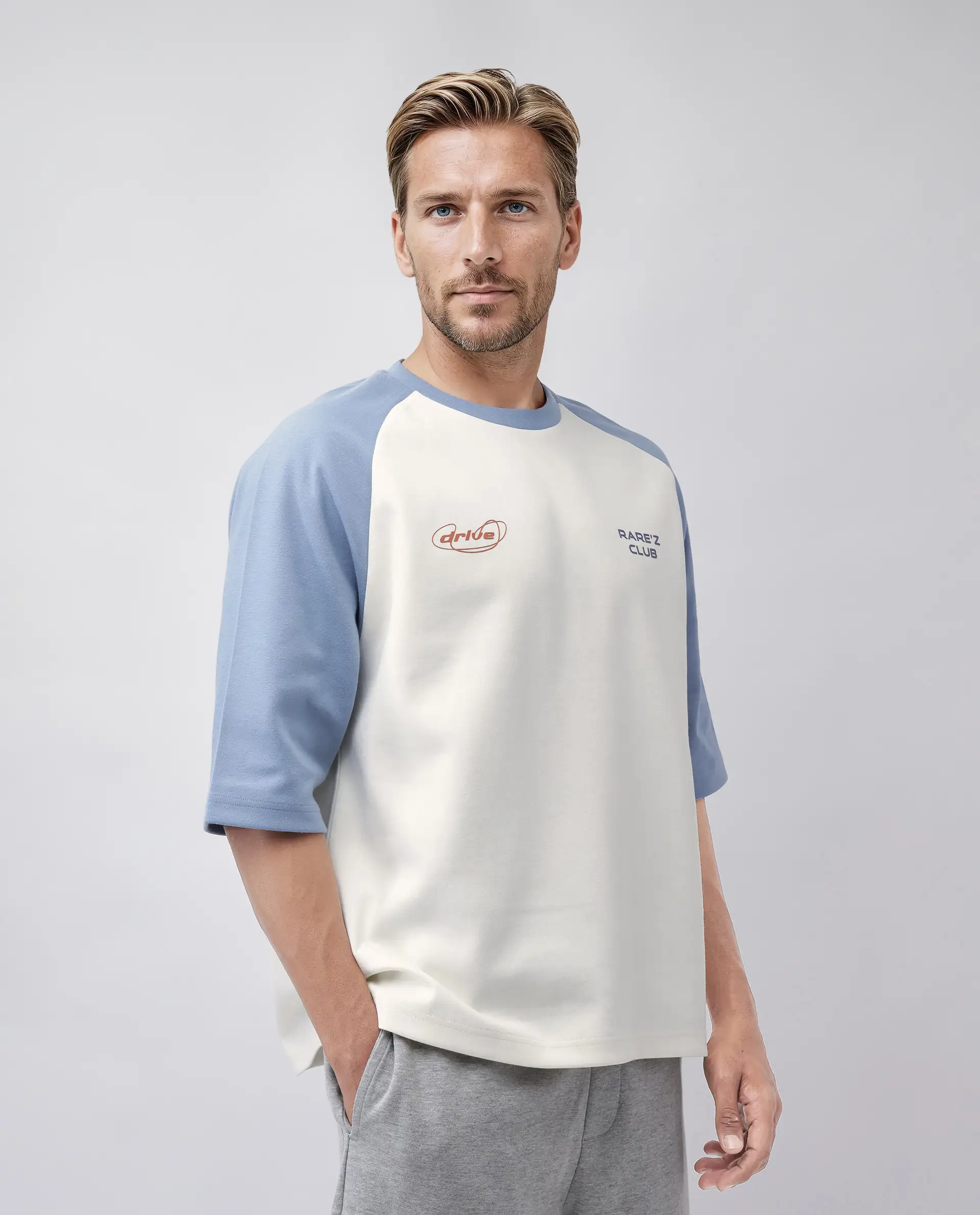 Rare Rabbit Men's Revalo Blue Cotton Blend Graphic Print Oversized Fit Half Sleeve Crew Neck T-Shirt - Image 7
