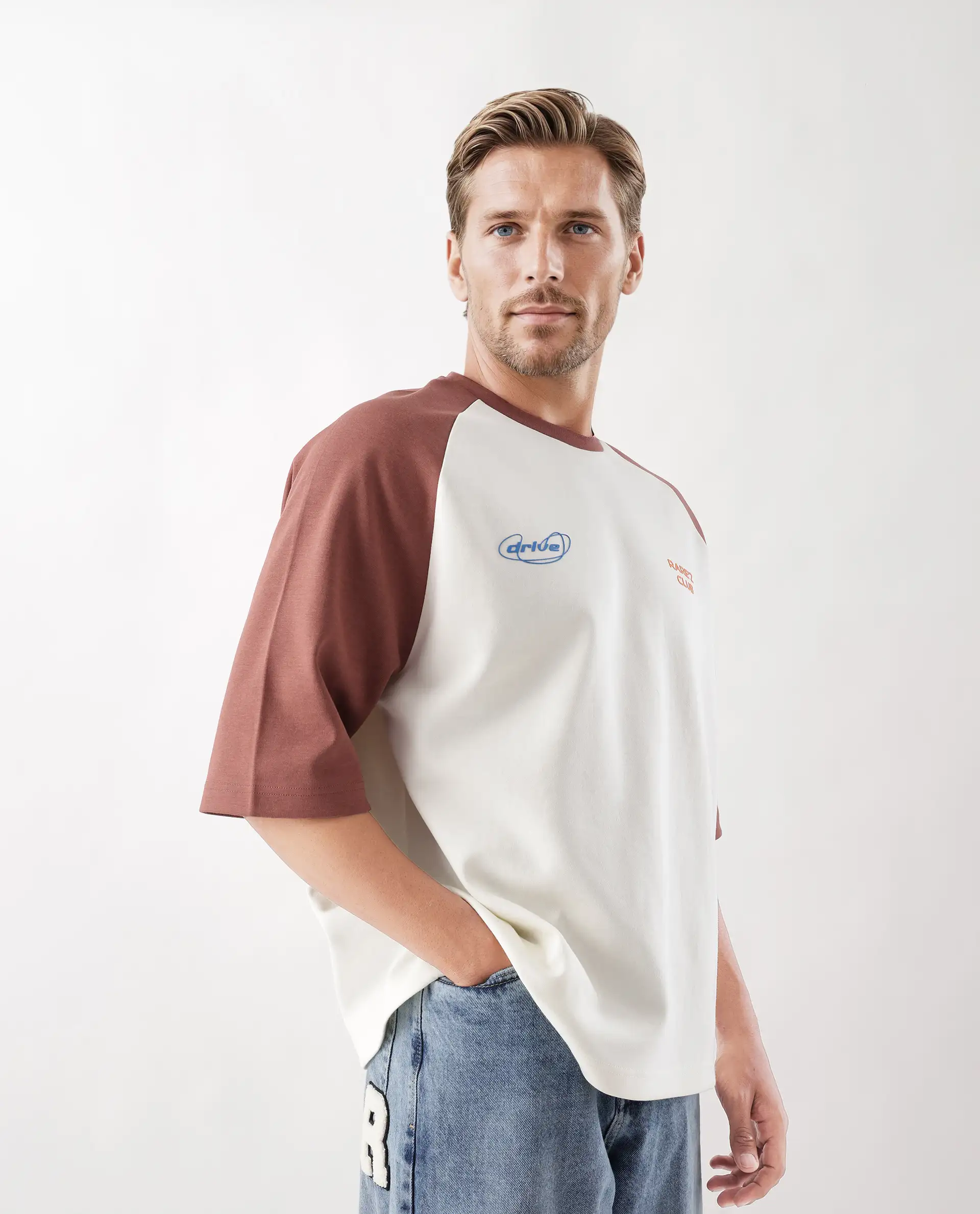 Rare Rabbit Men's Revalo Rust Cotton Blend Graphic Print Oversized Fit Half Sleeve Crew Neck T-Shirt - Image 6