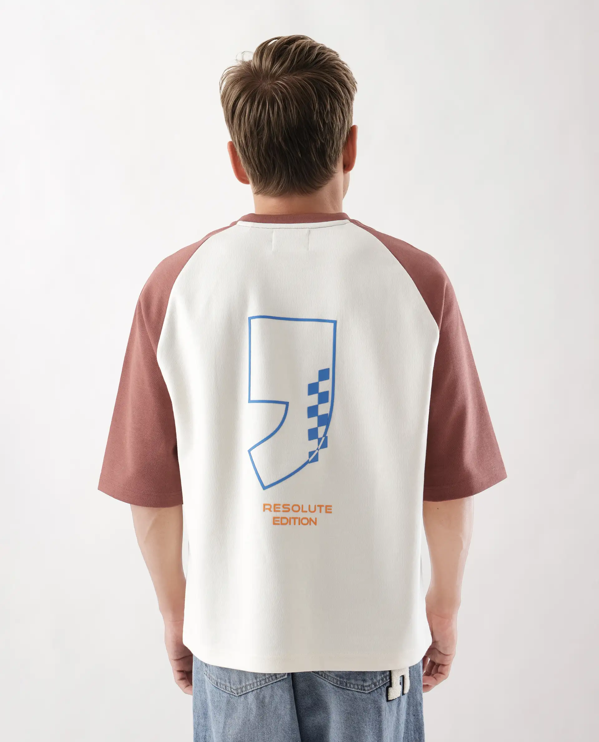 Rare Rabbit Men's Revalo Rust Cotton Blend Graphic Print Oversized Fit Half Sleeve Crew Neck T-Shirt - Image 9