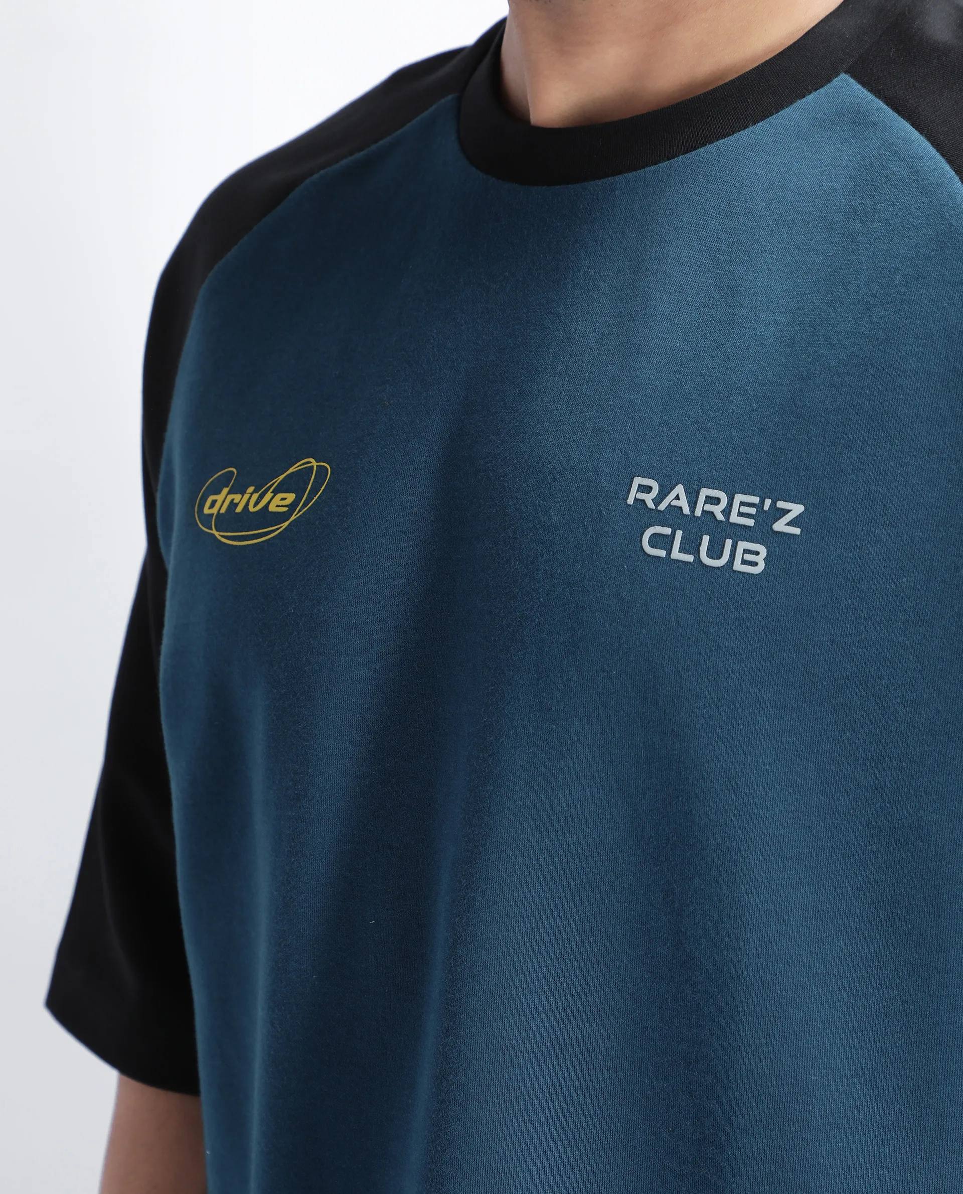 Rare Rabbit Men's Revalo Teal Cotton Blend Graphic Print Oversized Fit Half Sleeve Crew Neck T-Shirt - Image 4