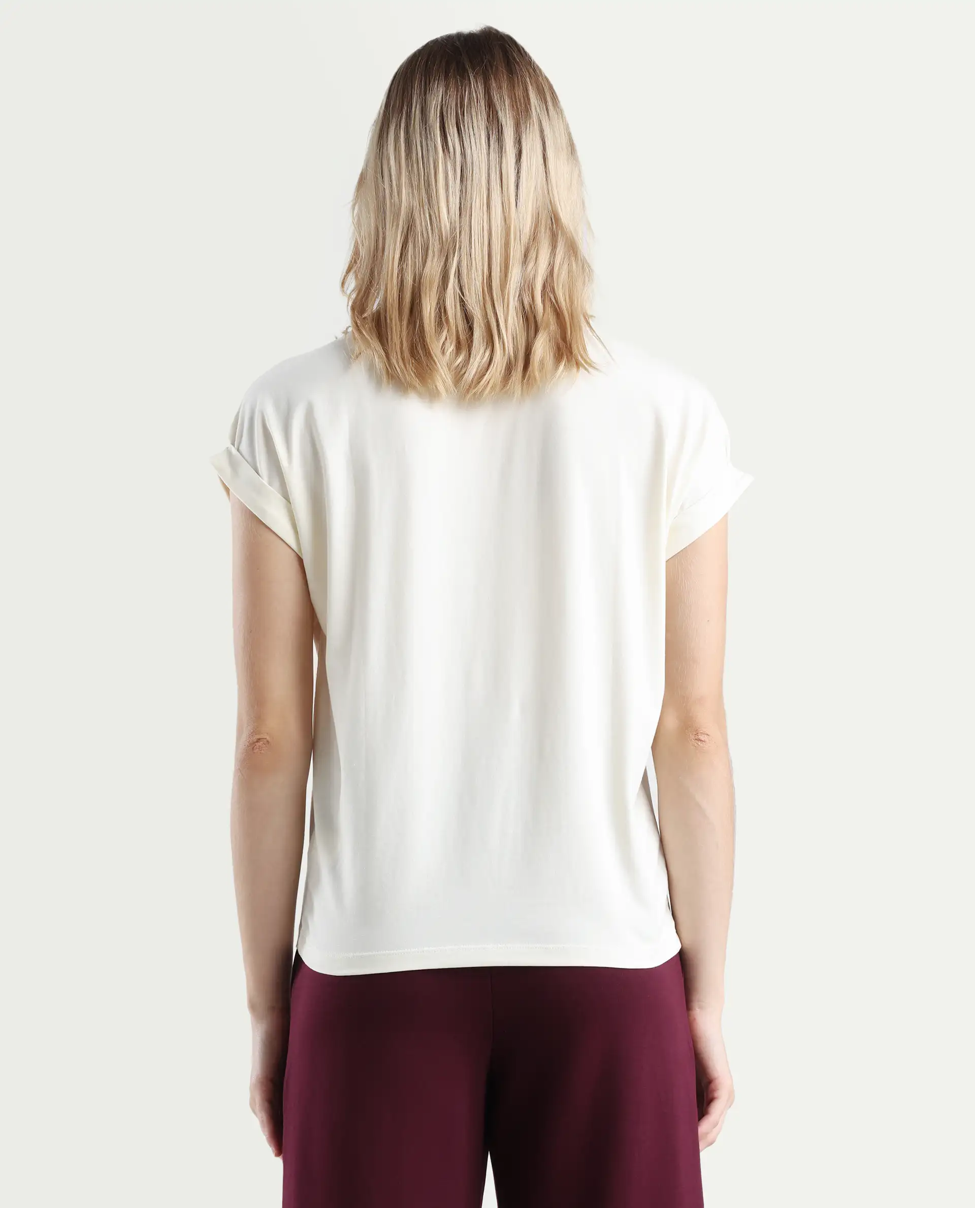 Rareism Women's Reve Off White Cotton Blend Crew Neck Relaxed Fit T-Shirt - Image 7