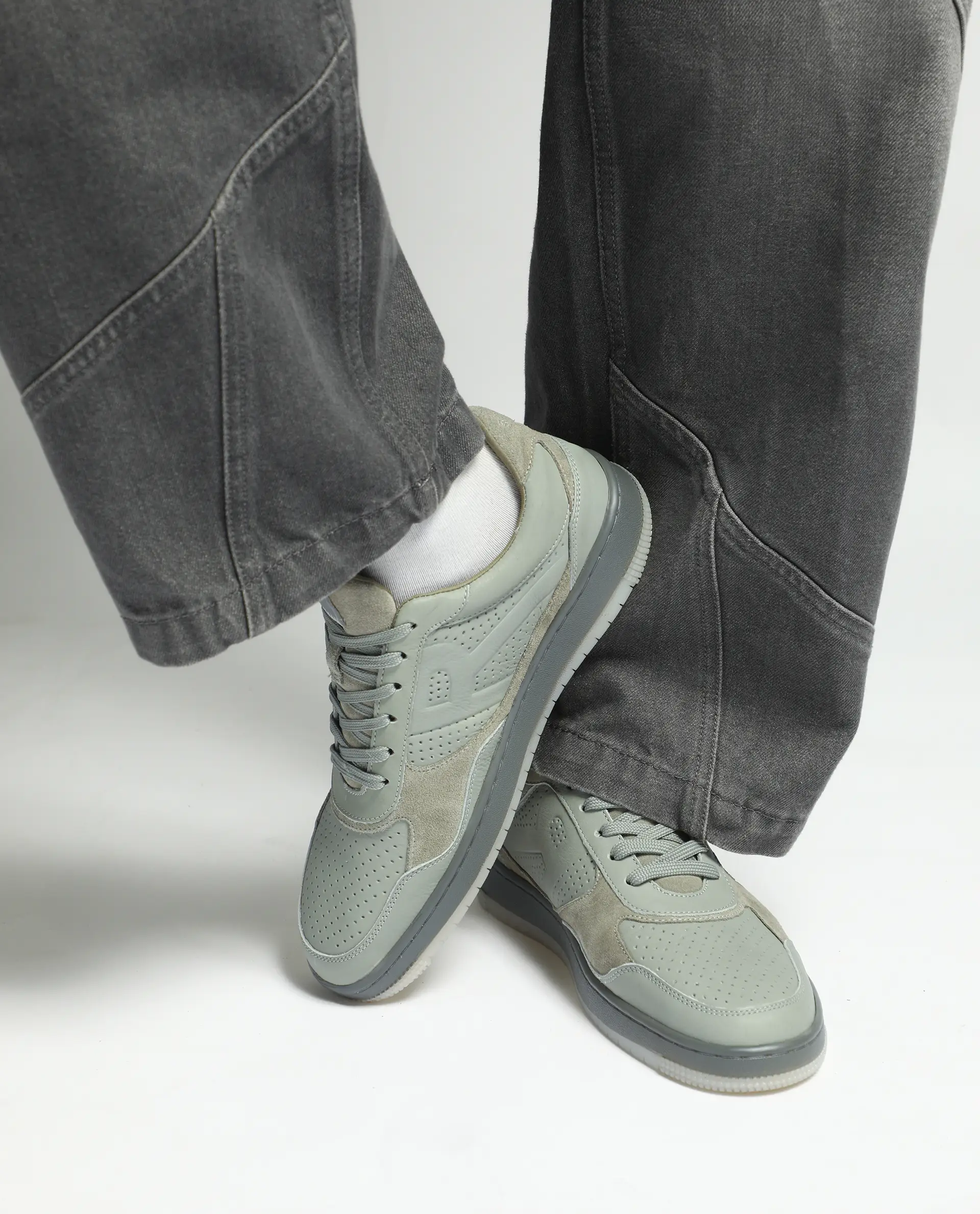 Rare Rabbit Men's Reven Sage Lace-Up Closure Leather Sneaker - Image 2