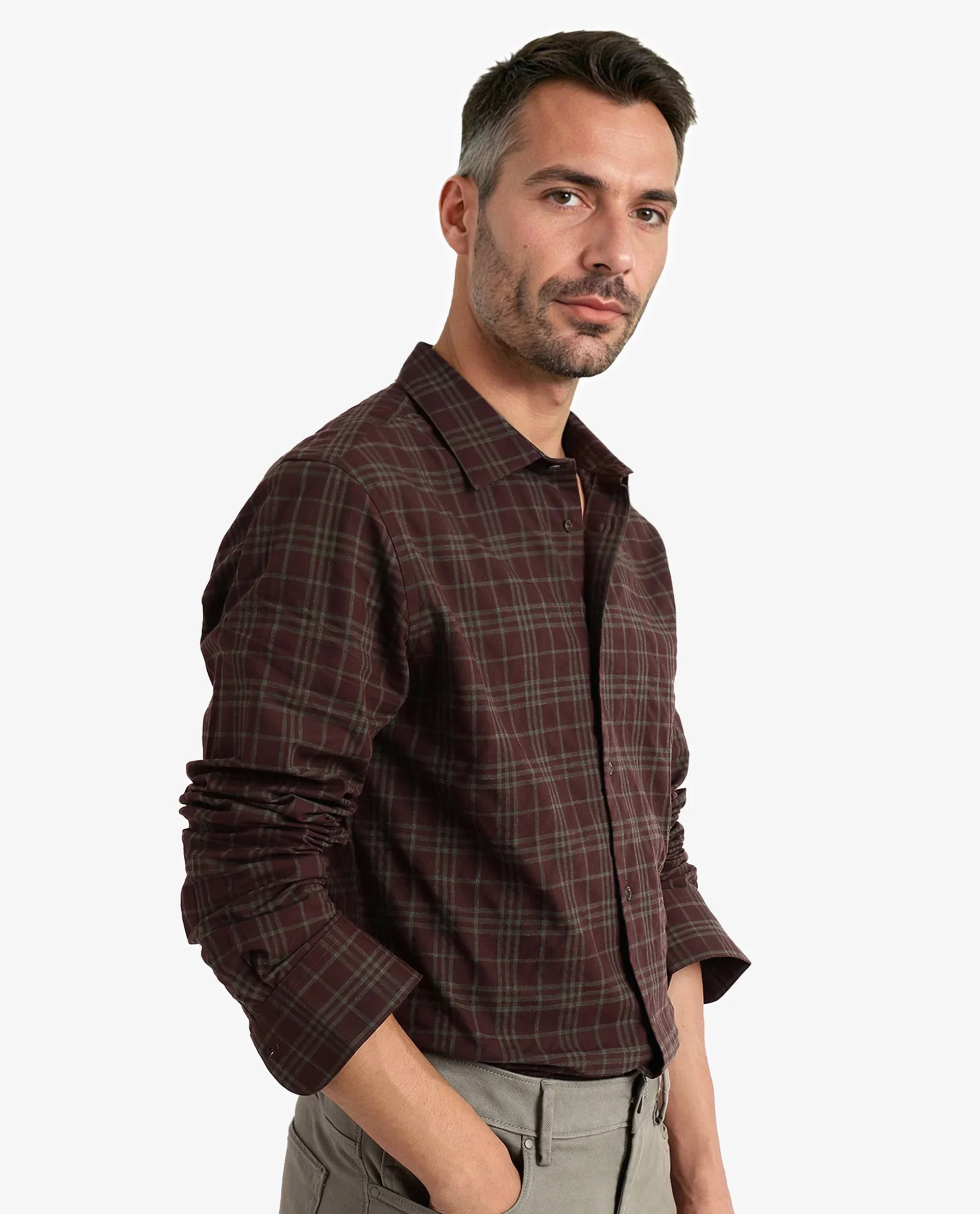Rare Rabbit Men's Revers Brown Cotton Checked Print Regular Fit Full Sleeve Collared Shirt - Image 5