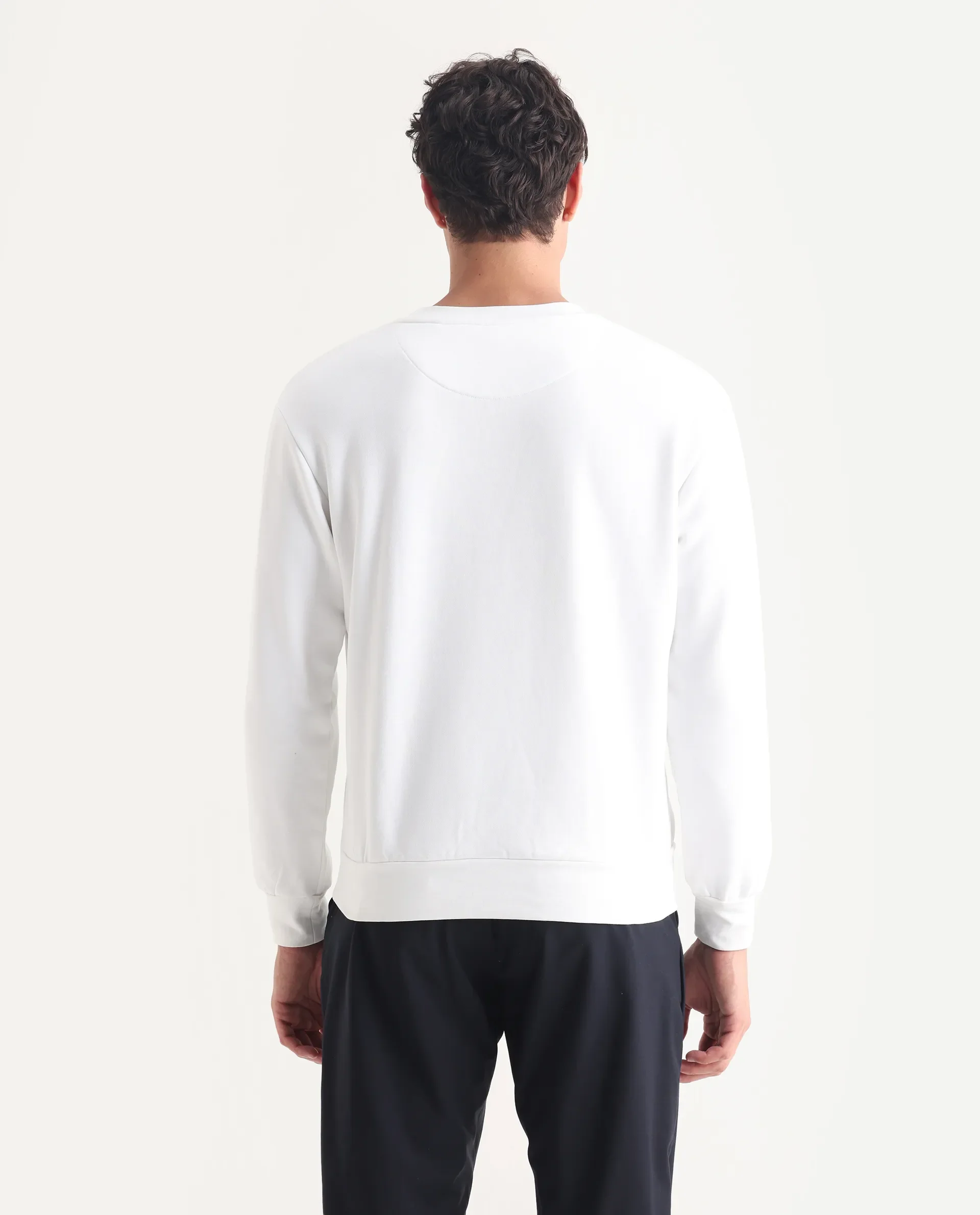 Rare Rabbit Men's Rew-1 White Cotton Graphic Print Regular Fit Full Sleeve Crew Neck Sweatshirt - Image 7