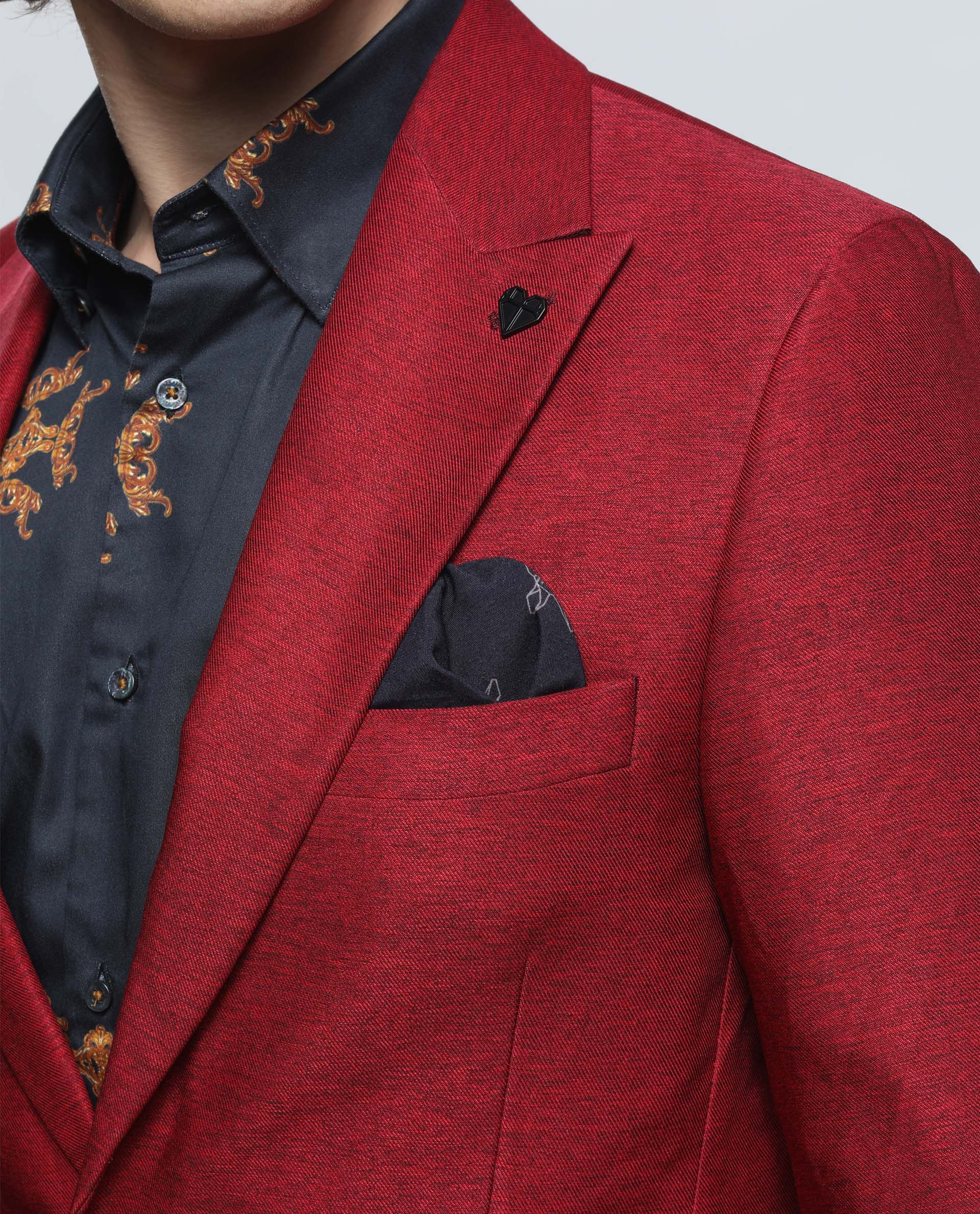 Rare Rabbit Men's Rewind Red Polyester Tailored Fit Full Sleeve Lapel Neck Blazer - Image 2