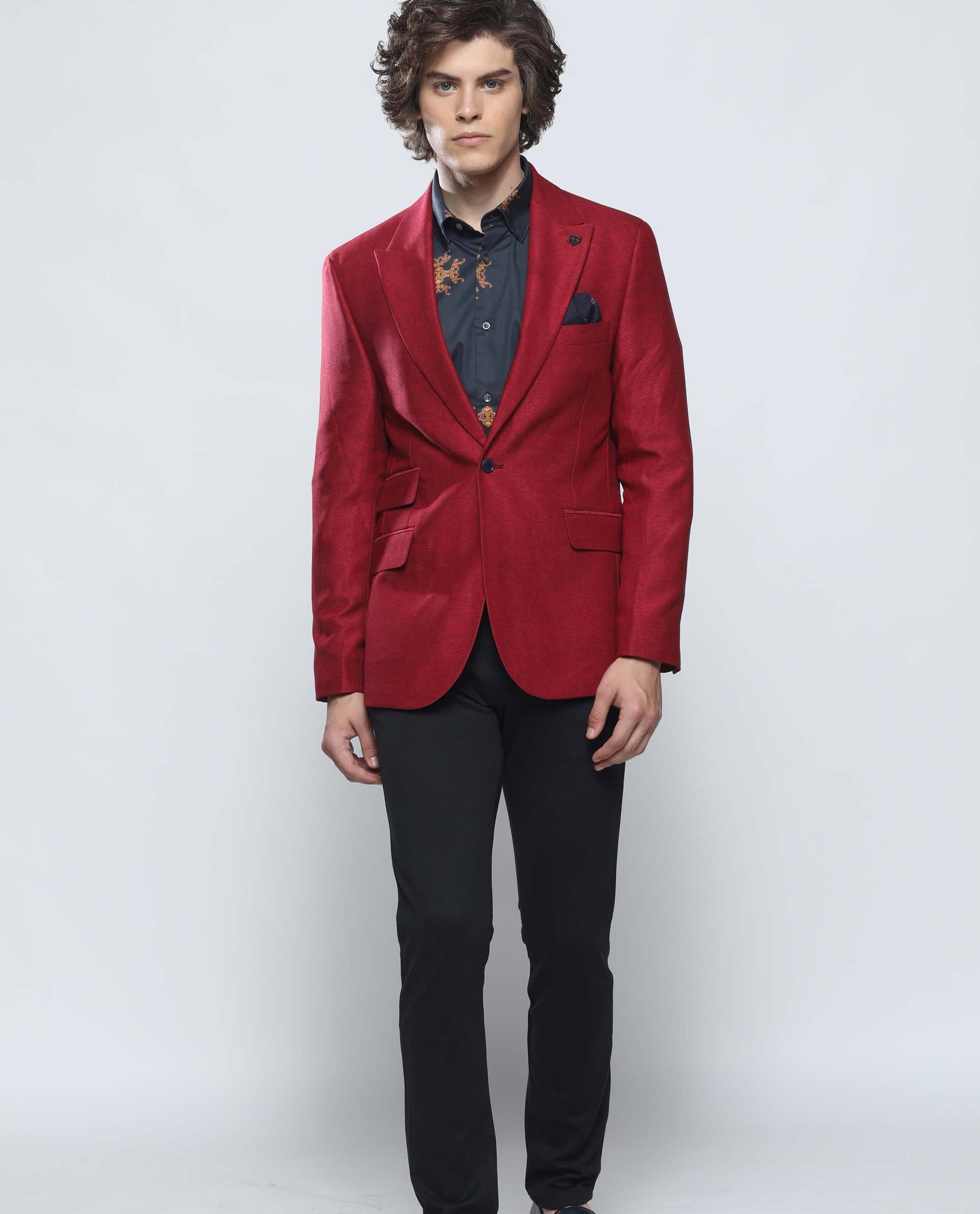 Rare Rabbit Men's Rewind Red Polyester Tailored Fit Full Sleeve Lapel Neck Blazer - Image 4