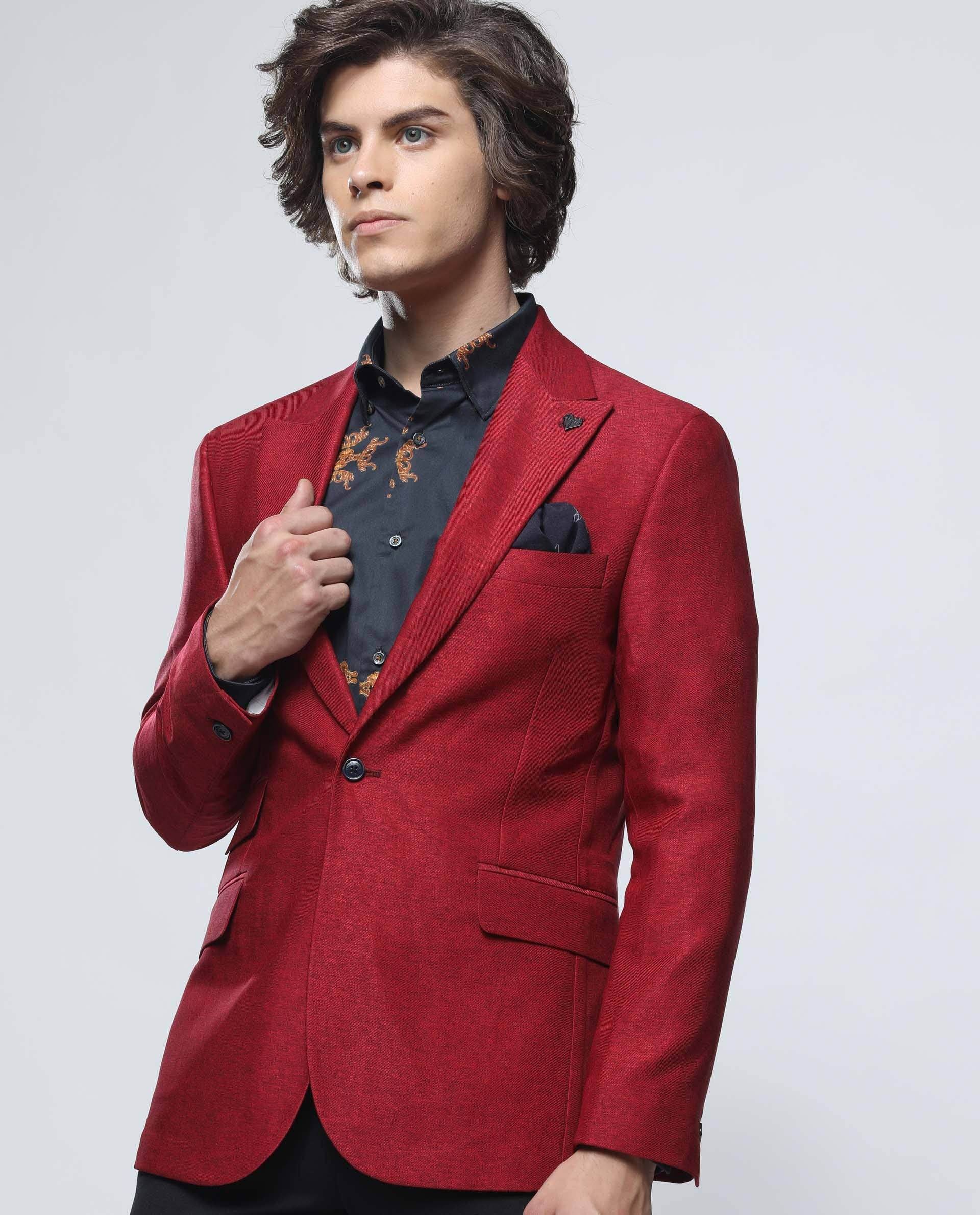 Rare Rabbit Men's Rewind Red Polyester Tailored Fit Full Sleeve Lapel Neck Blazer - Image 5