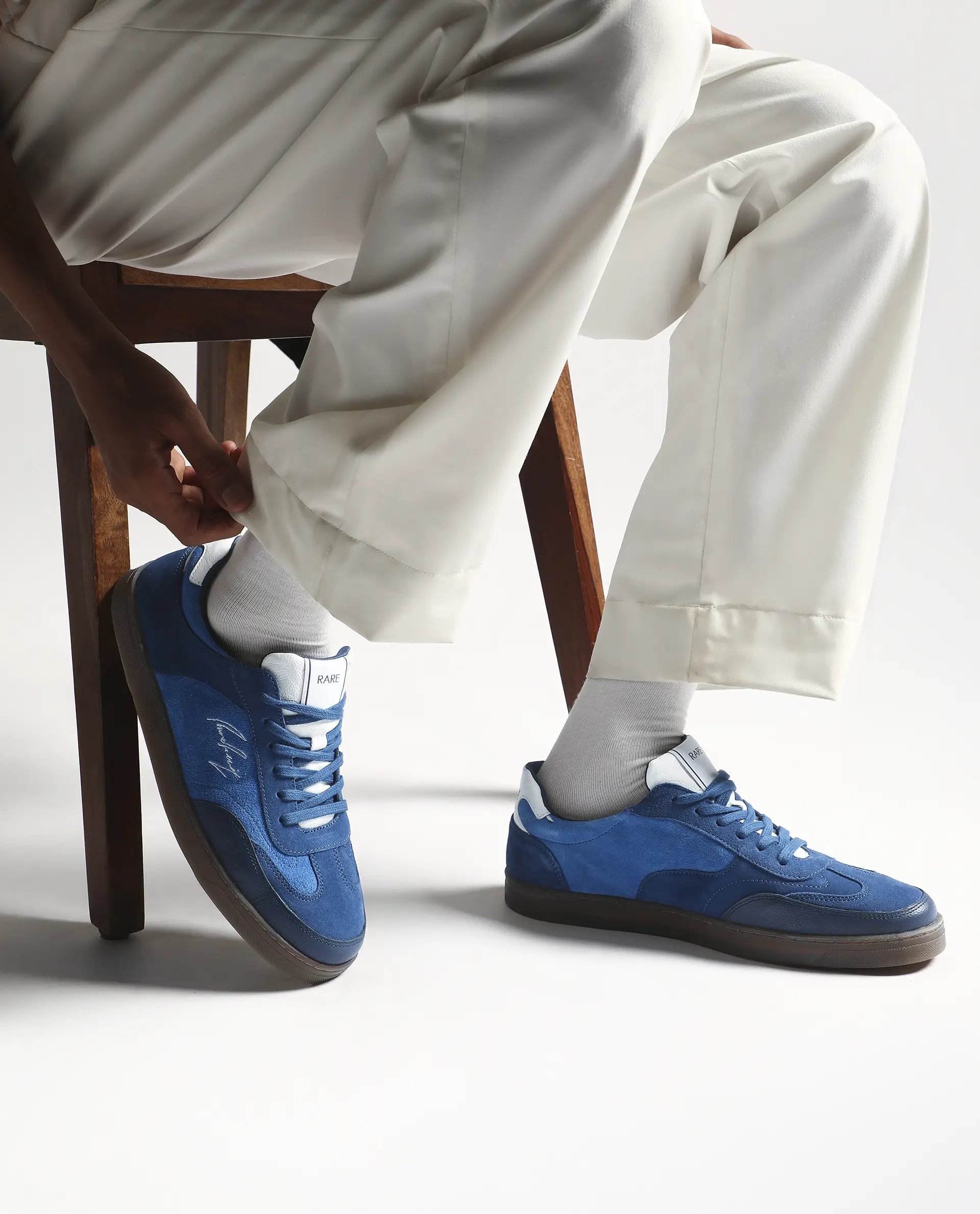 Rare Rabbit Men's Rex Blue Leather Lace-Up Closure Sneaker - Image 2