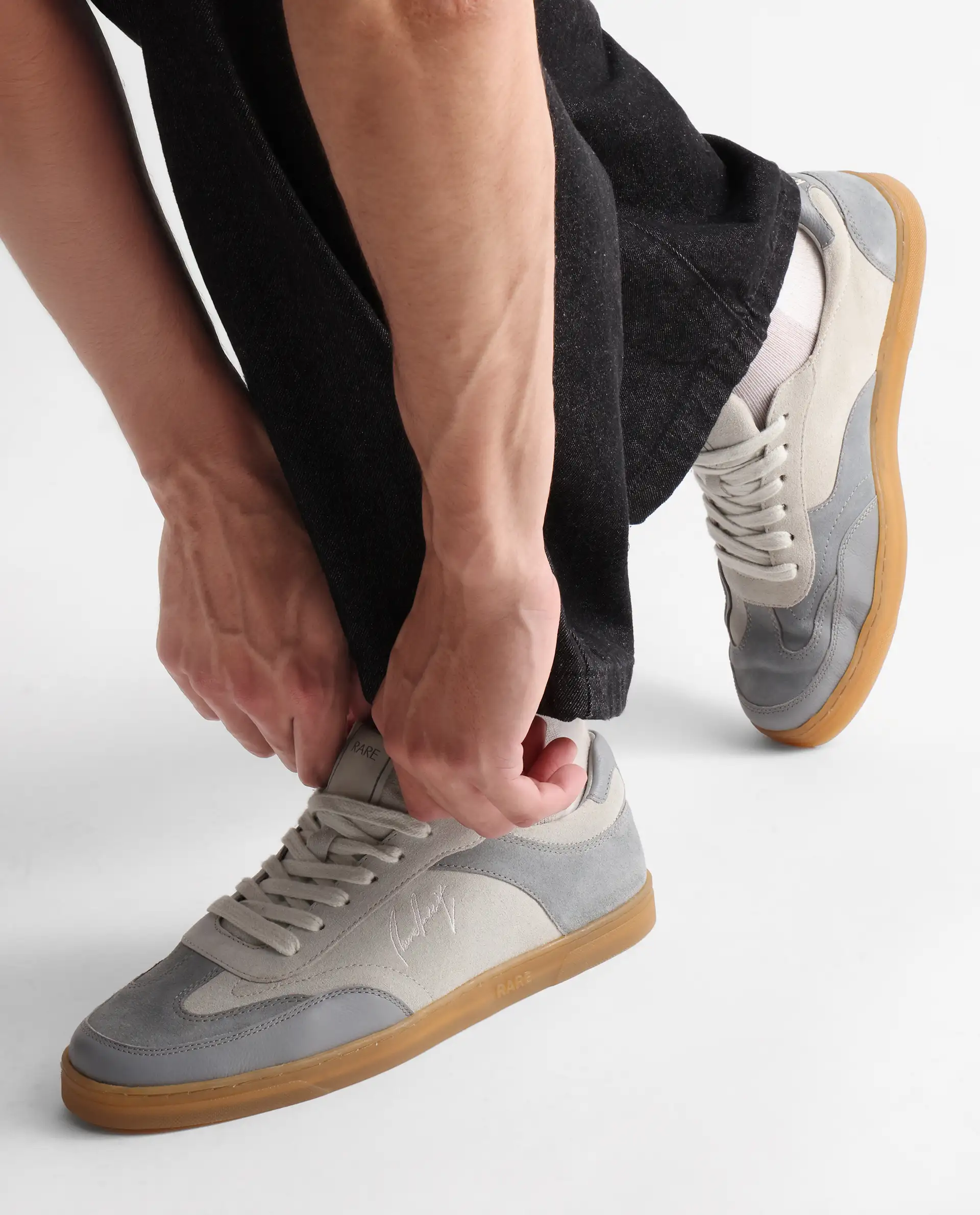 Rare Rabbit Men's Rex Grey Leather Lace-Up Closure Sneaker - Image 2