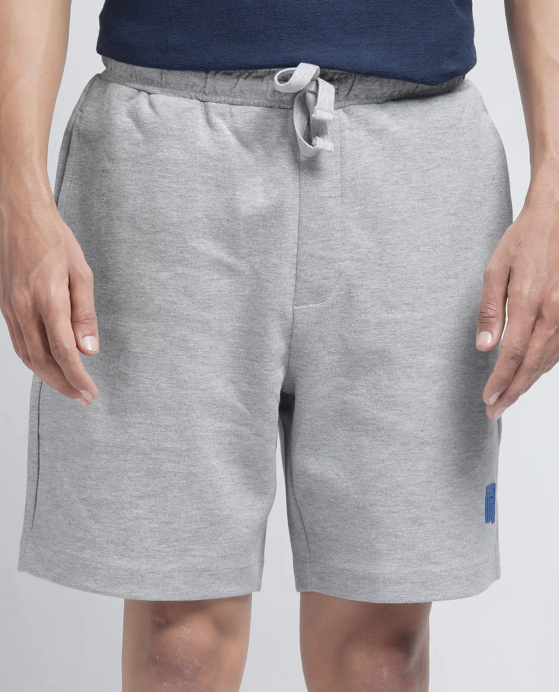 Rare Rabbit Men's Rexon Grey Cotton Blend Plain Relaxed Fit Shorts - Image 3