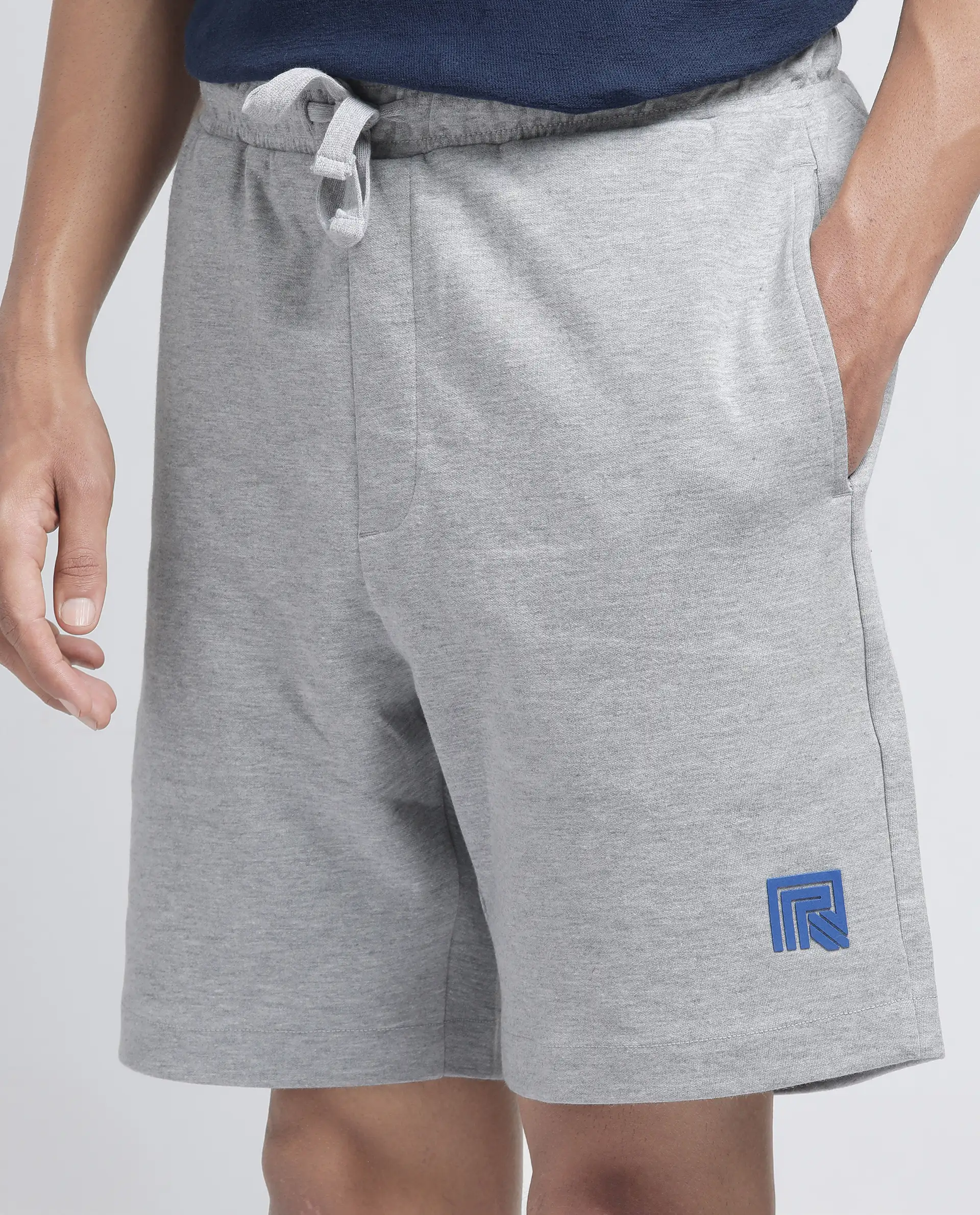 Rare Rabbit Men's Rexon Grey Cotton Blend Plain Relaxed Fit Shorts - Image 6