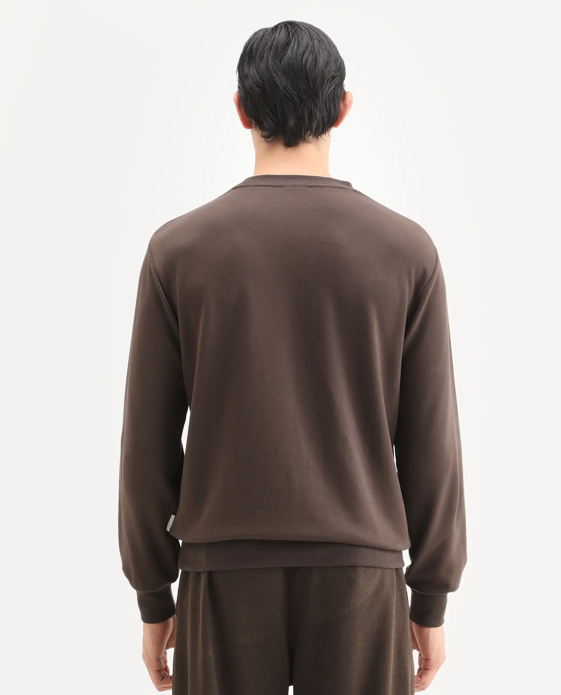 Rare Rabbit Men's Rexot Dusky Brown Modal Blend Typography Print Regular Fit Full Sleeve Crew Neck Sweatshirt - Image 6