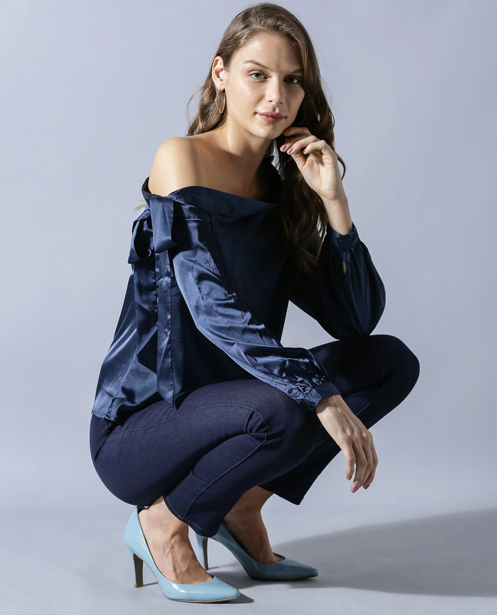 Rareism Women Rhapsody Navy Top Full Sleeves - Image 4