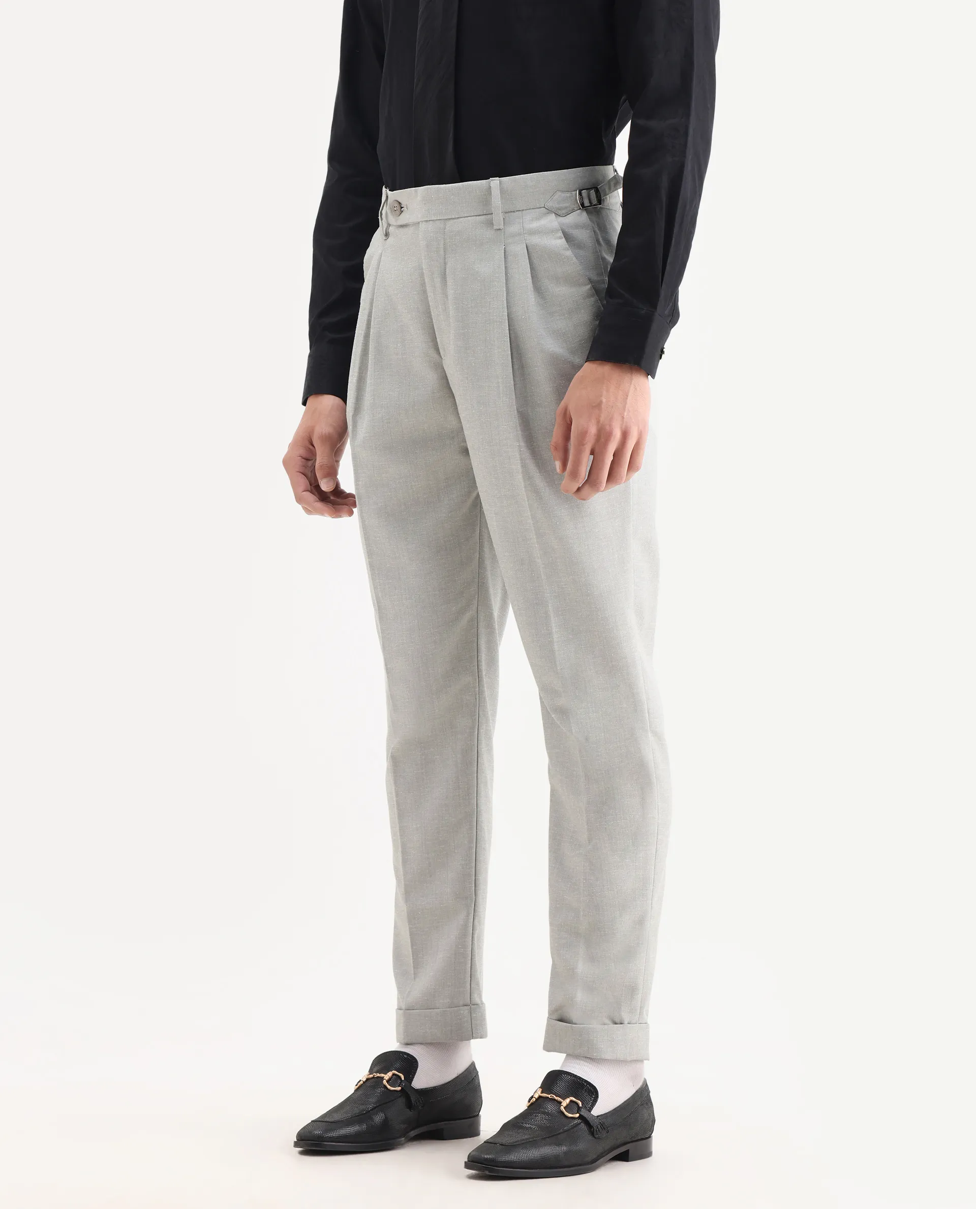 Rare Rabbit Men's Rhesa Grey Linen Blend Plain Relaxed Fit Trouser - Image 2