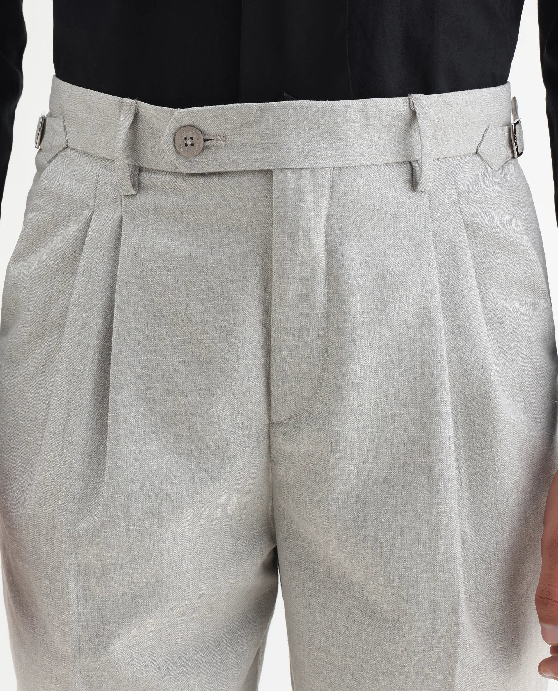 Rare Rabbit Men's Rhesa Grey Linen Blend Plain Relaxed Fit Trouser - Image 3