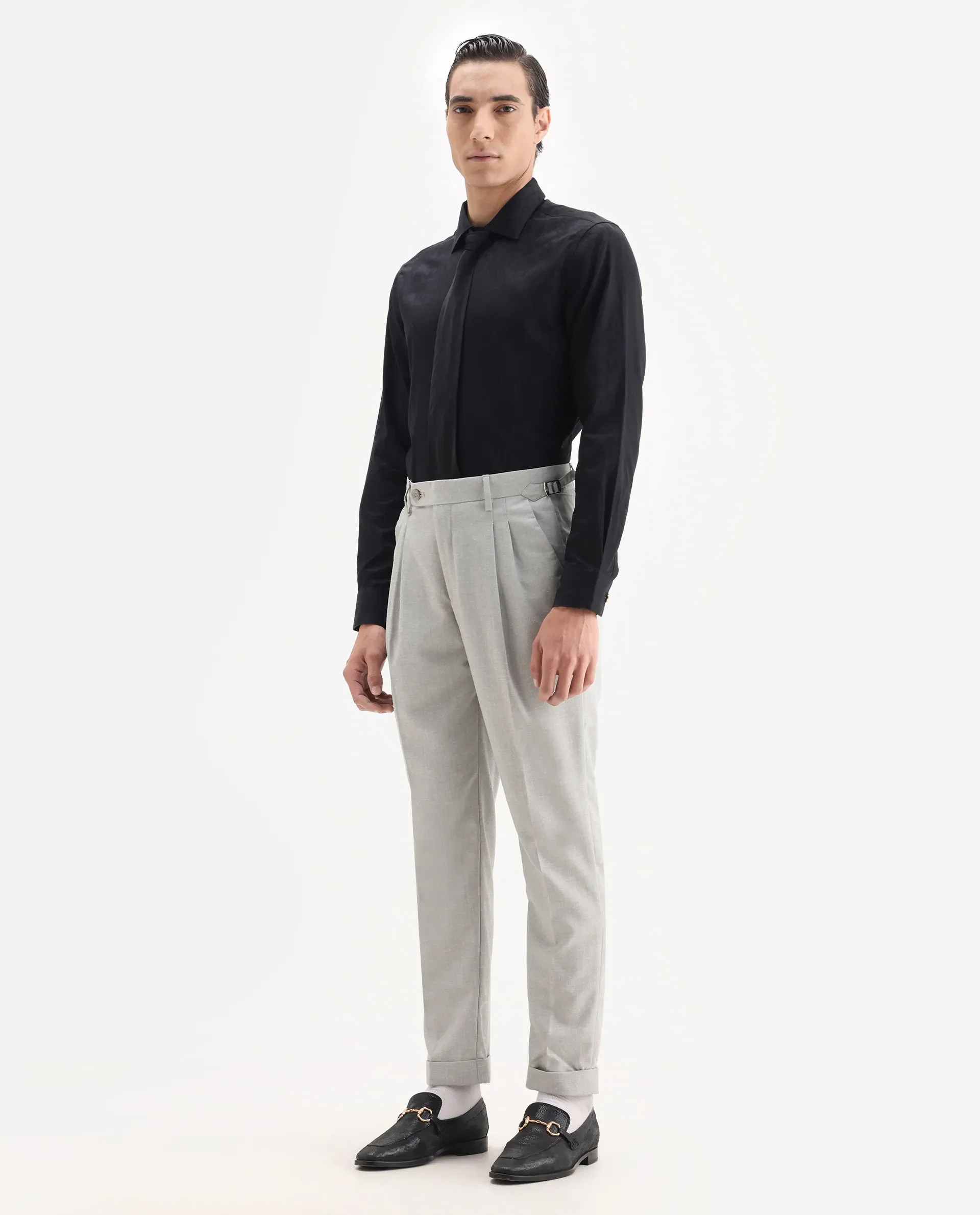 Rare Rabbit Men's Rhesa Grey Linen Blend Plain Relaxed Fit Trouser - Image 4