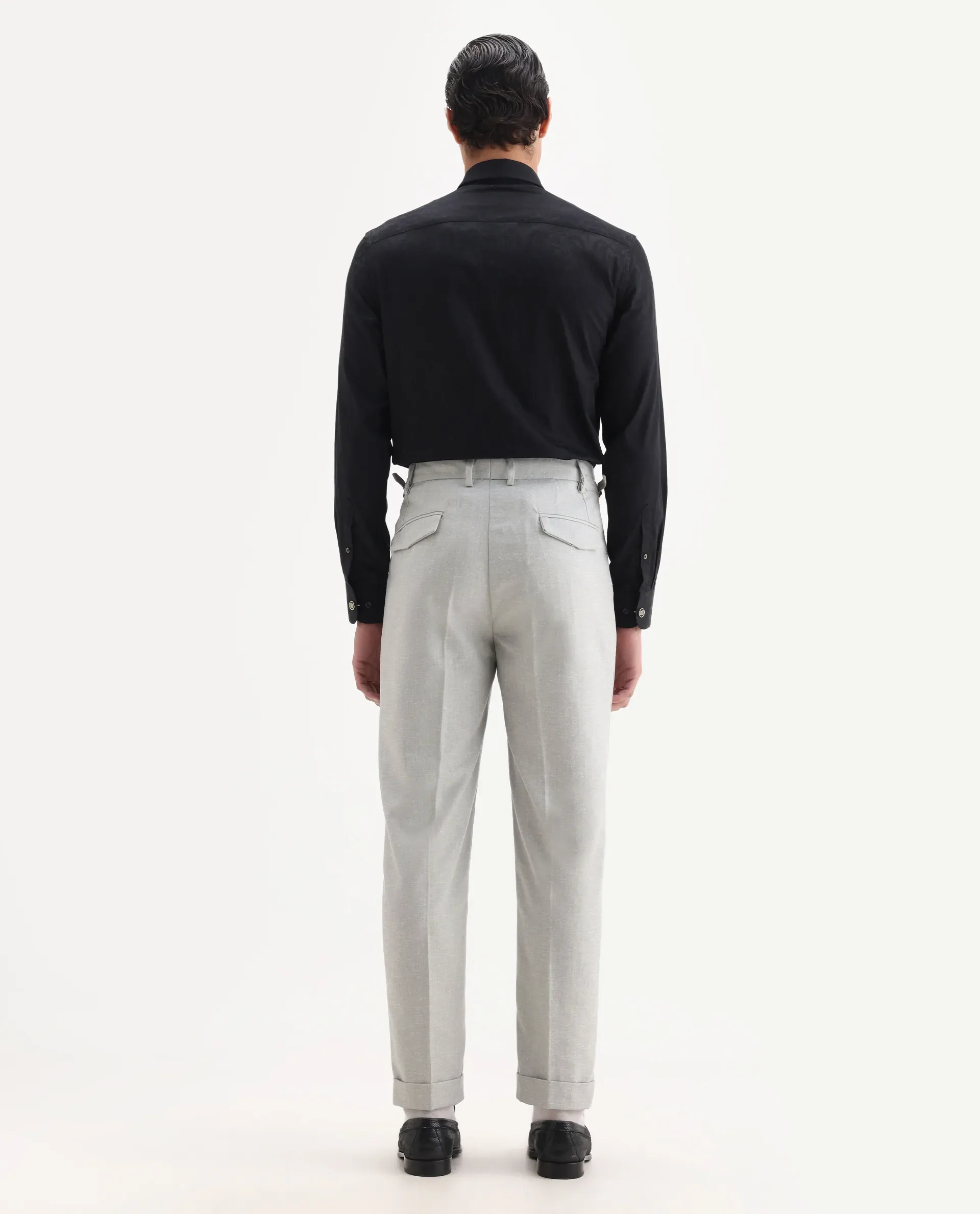 Rare Rabbit Men's Rhesa Grey Linen Blend Plain Relaxed Fit Trouser - Image 8