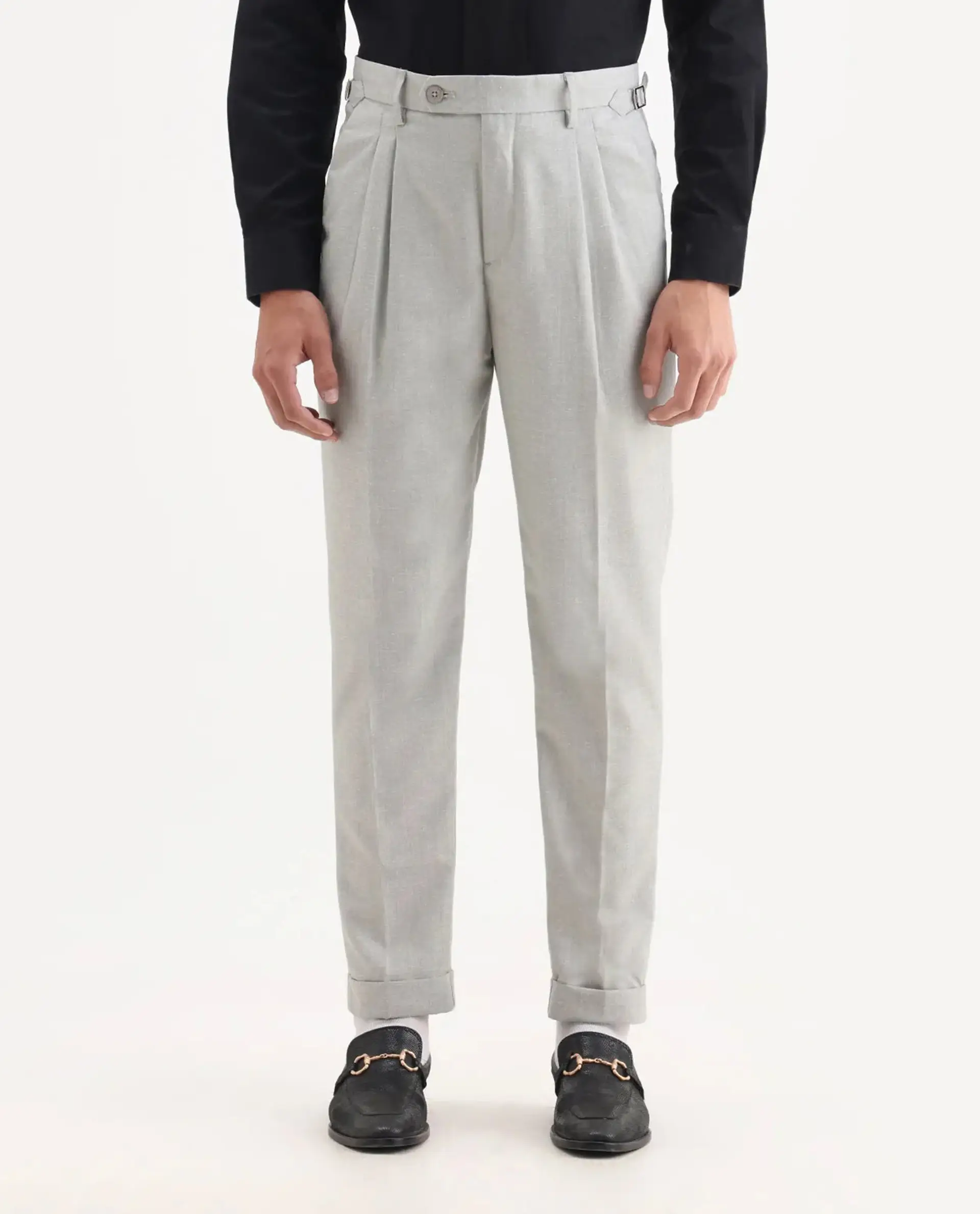 Rare Rabbit Men's Rhesa Grey Linen Blend Plain Relaxed Fit Trouser - Image 9