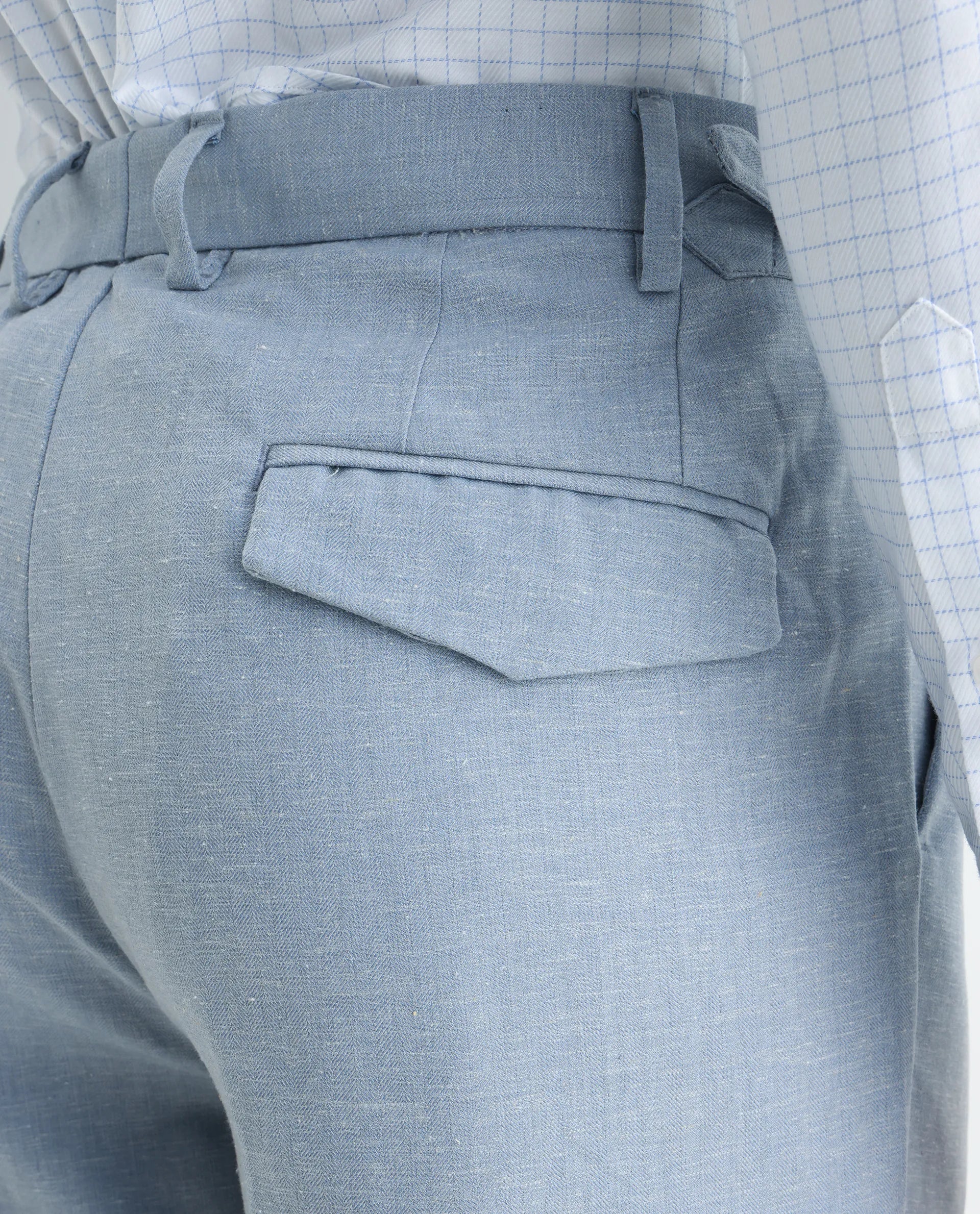 Rare Rabbit Men's Rhesa Light Blue Linen Blend Plain Relaxed Fit Trouser - Image 6