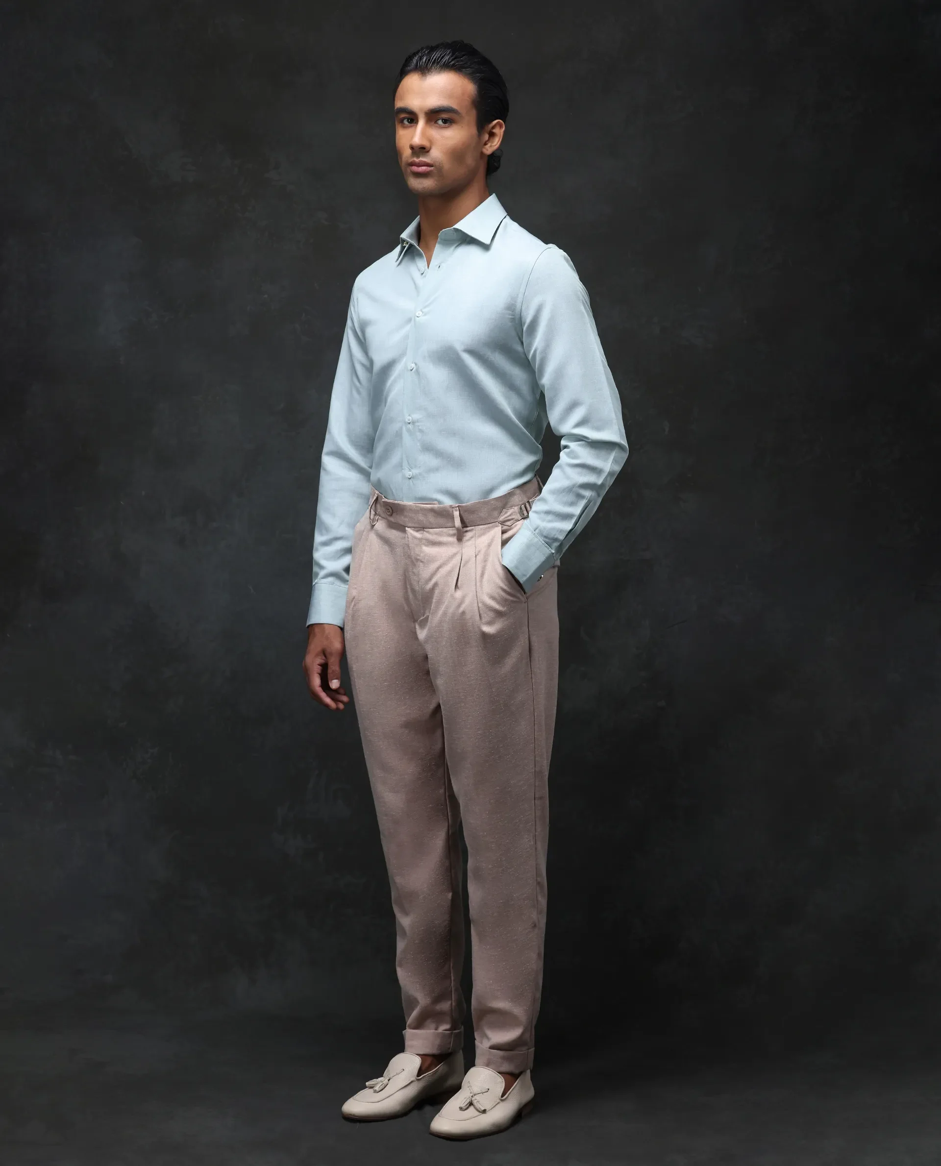 Rare Rabbit Men's Rhesa Light Rust Linen Blend Plain Relaxed Fit Trouser - Image 3