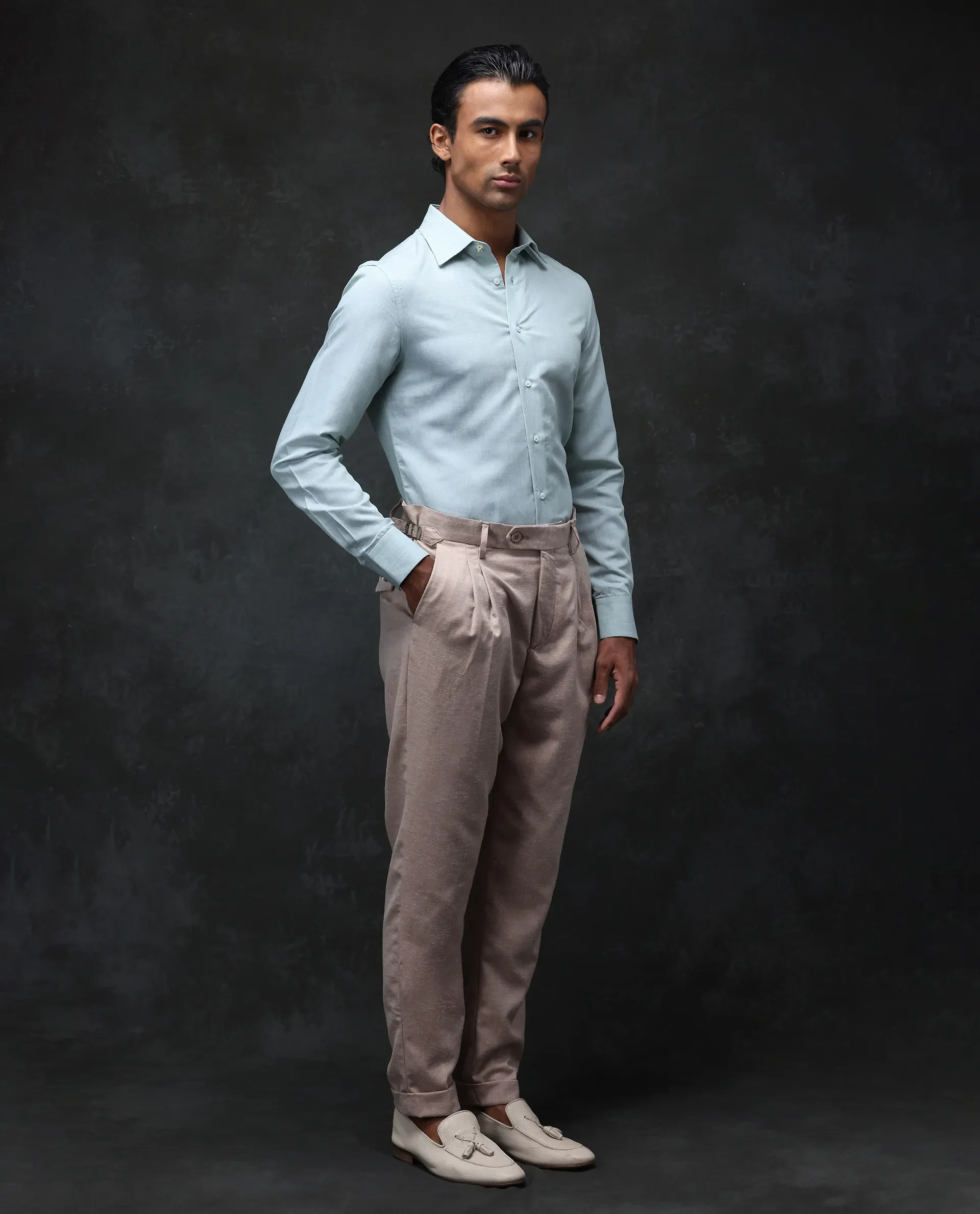 Rare Rabbit Men's Rhesa Light Rust Linen Blend Plain Relaxed Fit Trouser - Image 4