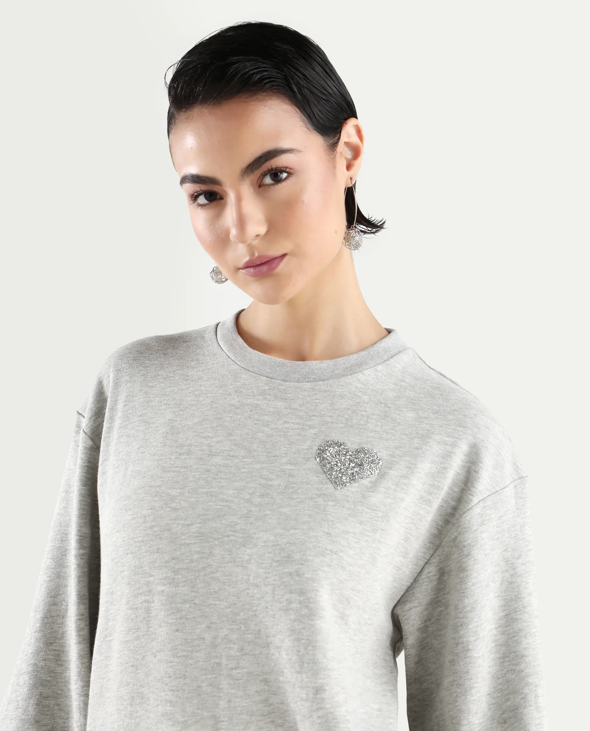 Rareism Women's Rhink Melange Cotton Blend Hooded Plain Relaxed Fit Sweatshirt - Image 4
