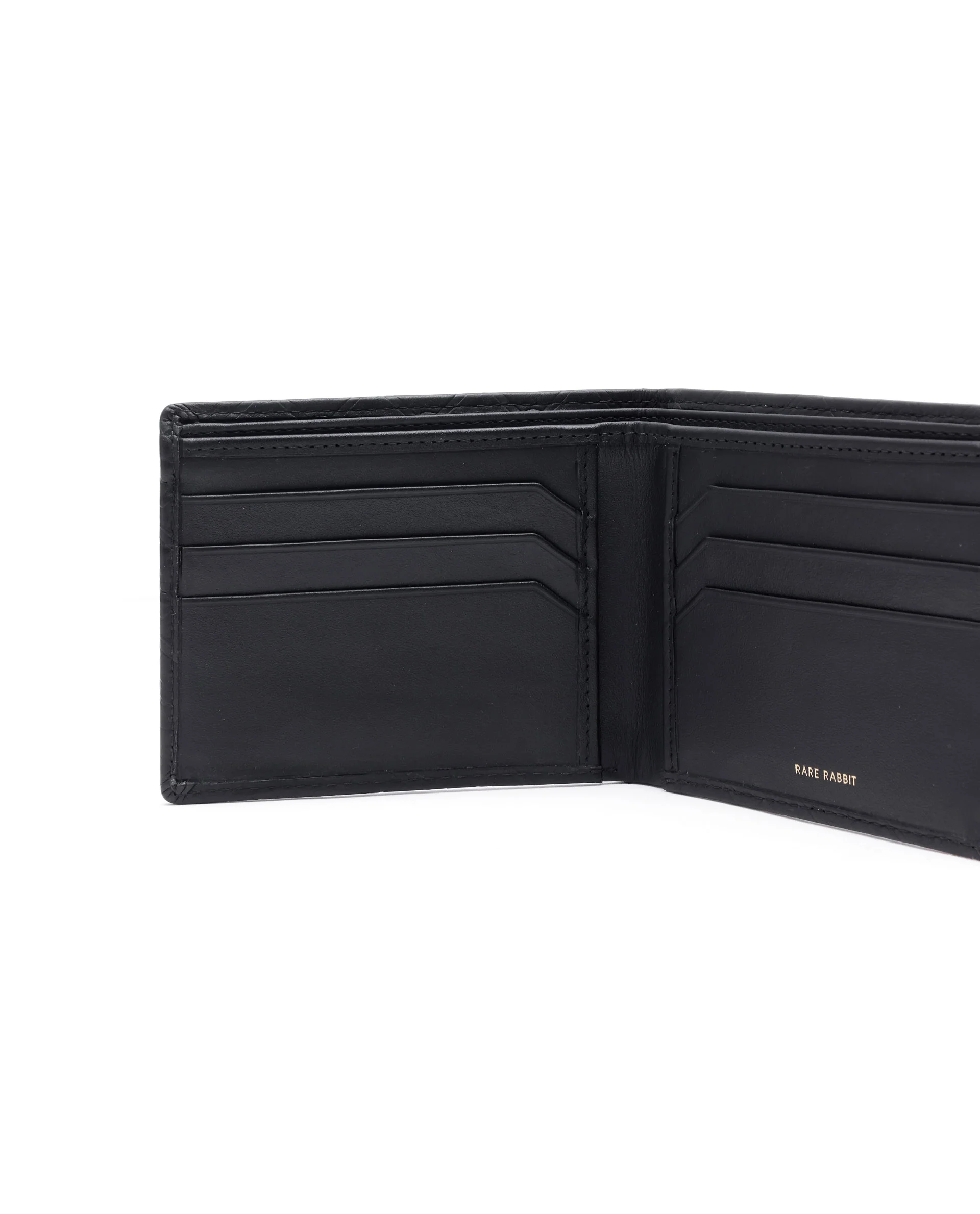 Rare Rabbit Men's Rhon Black Slim Bi Fold Rfid Embossed Monogram Wallet - Image 3