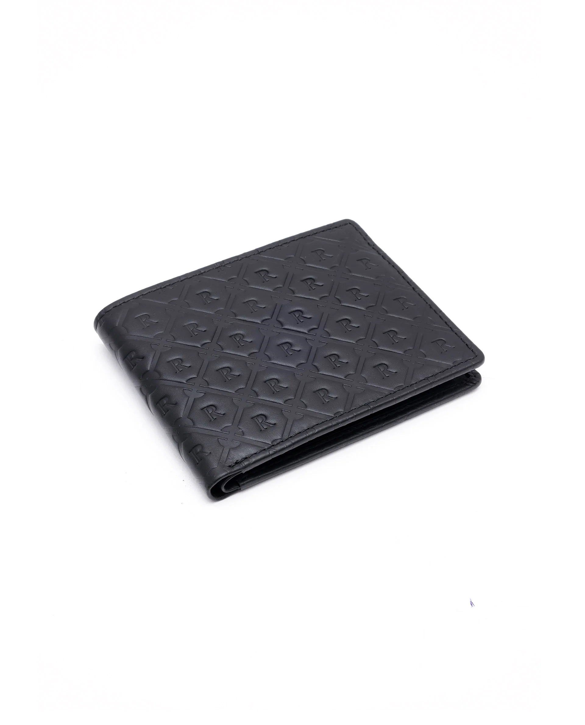 Rare Rabbit Men's Rhon Black Slim Bi Fold Rfid Embossed Monogram Wallet - Image 5