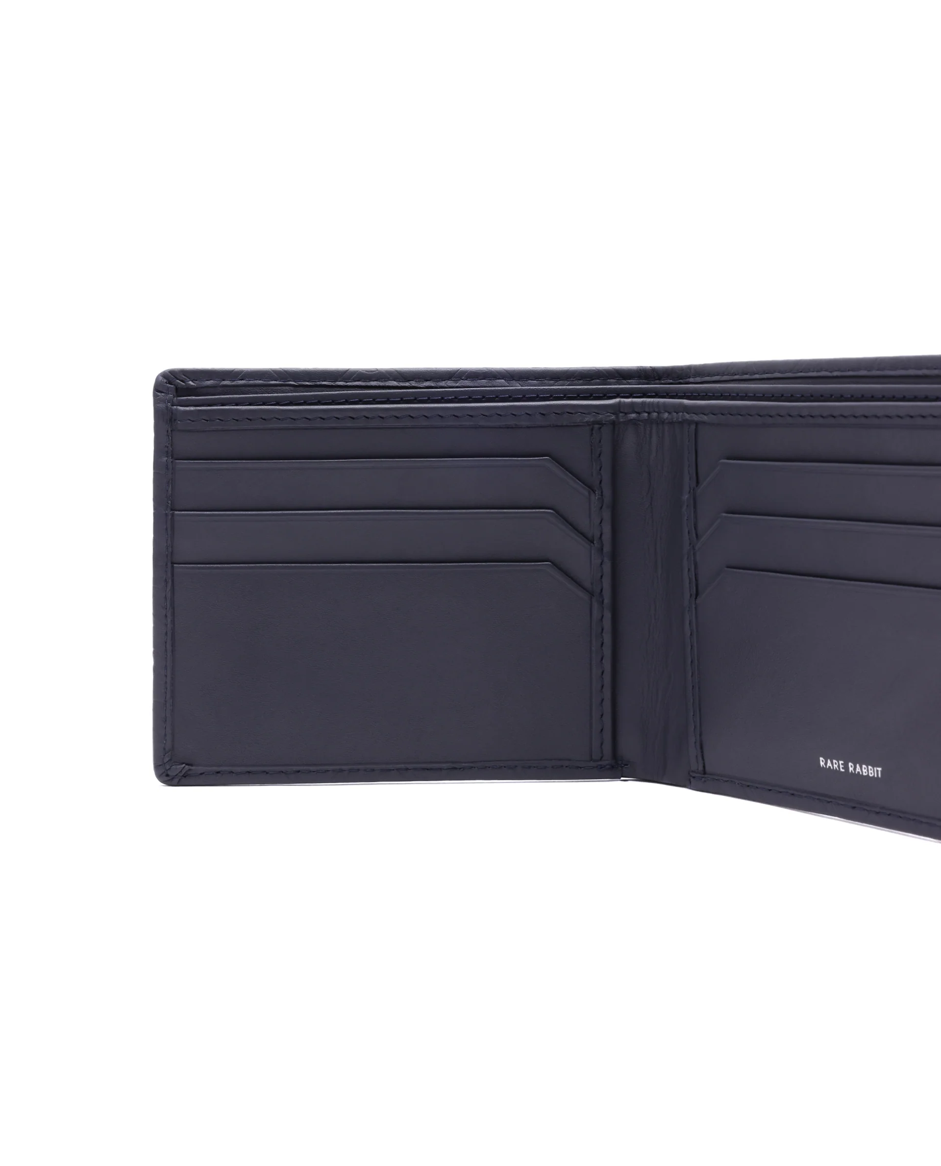Rare Rabbit Men's Rhon Blue Slim Bi Fold Rfid Embossed Monogram Wallet - Image 3