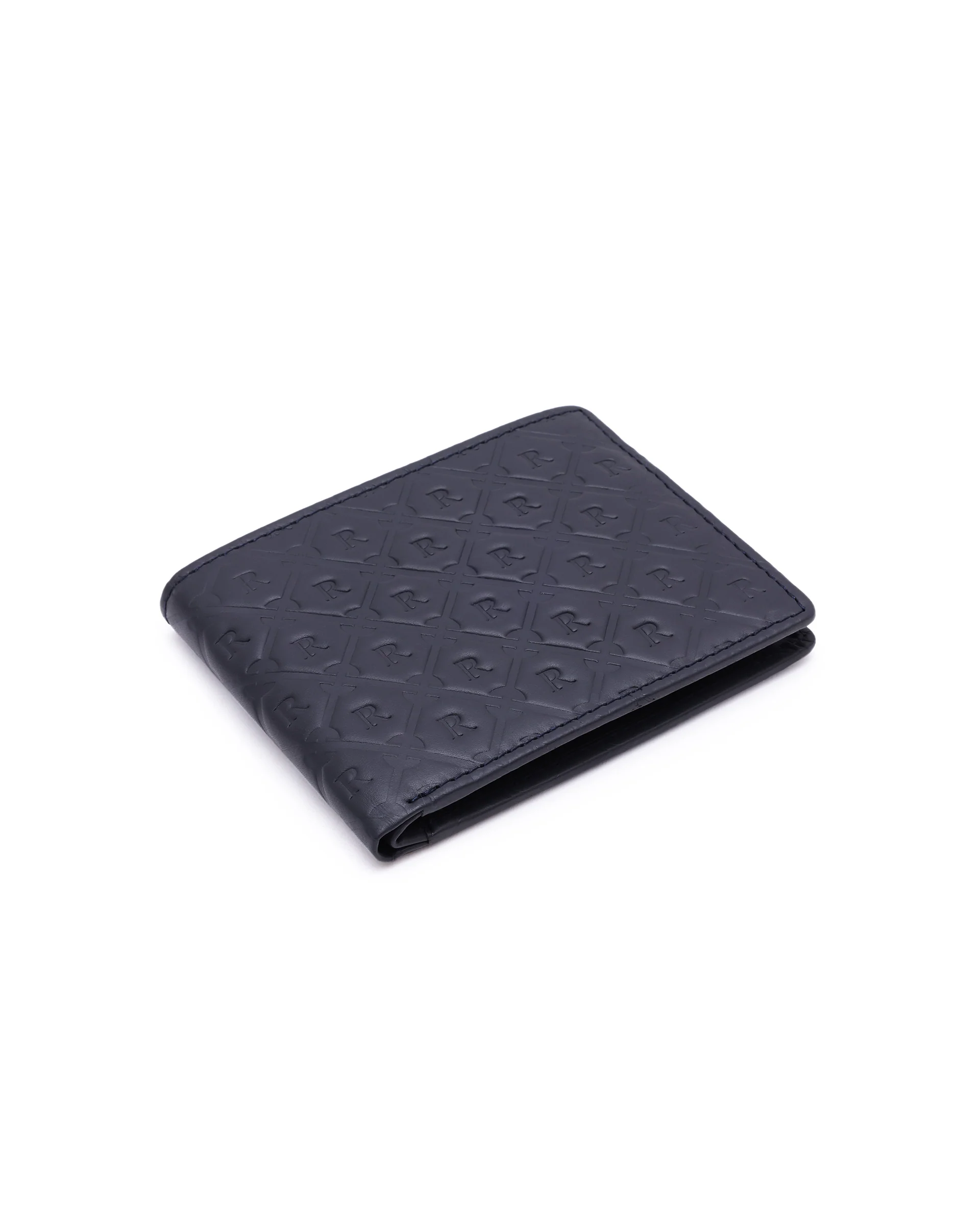 Rare Rabbit Men's Rhon Blue Slim Bi Fold Rfid Embossed Monogram Wallet - Image 4