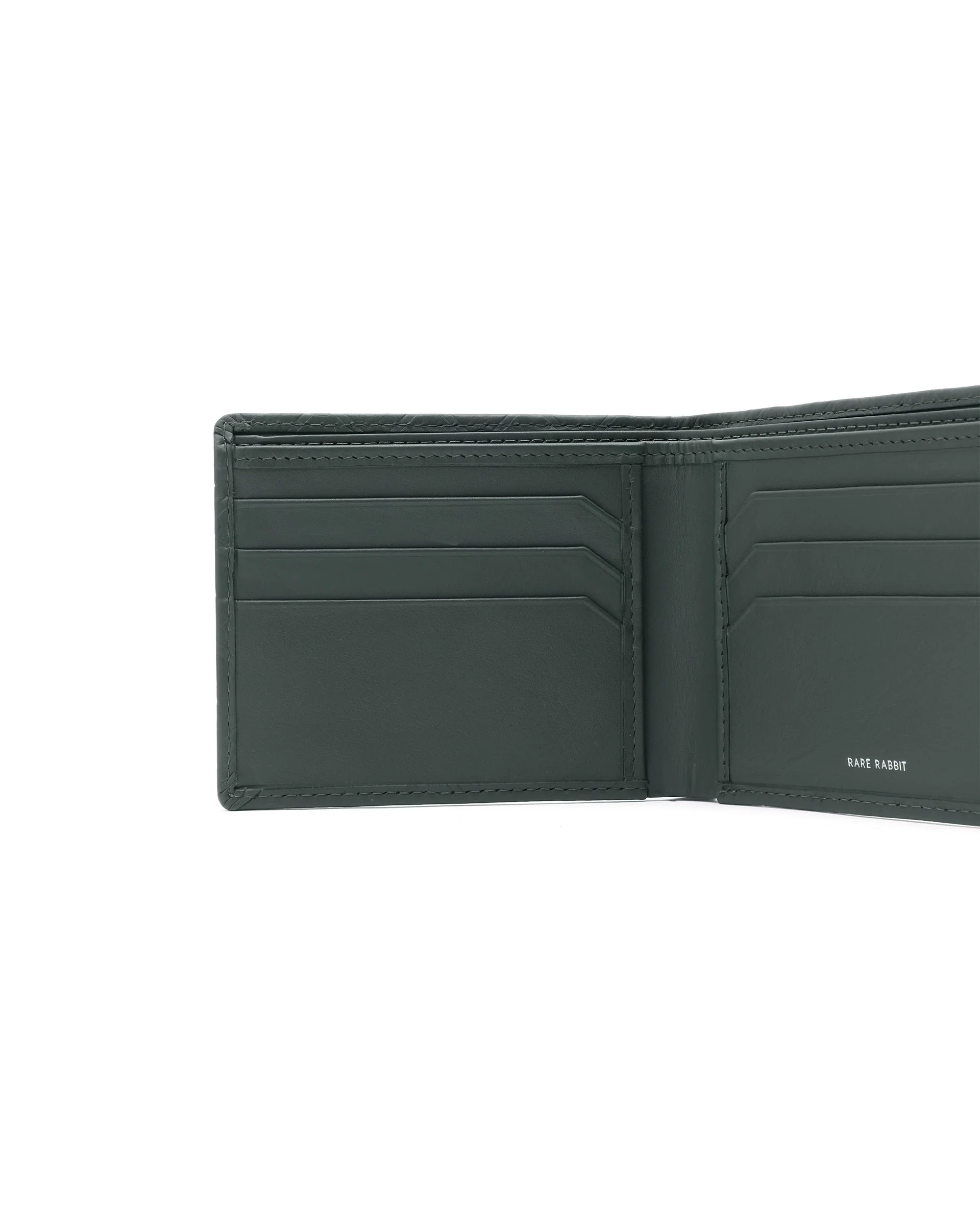 Rare Rabbit Men's Rhon Olive Slim Bi Fold Rfid Embossed Monogram Wallet - Image 2