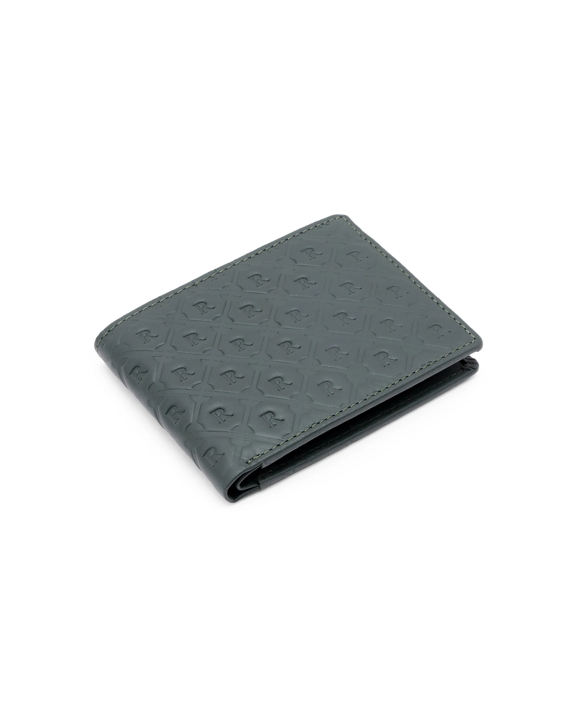 Rare Rabbit Men's Rhon Olive Slim Bi Fold Rfid Embossed Monogram Wallet - Image 3