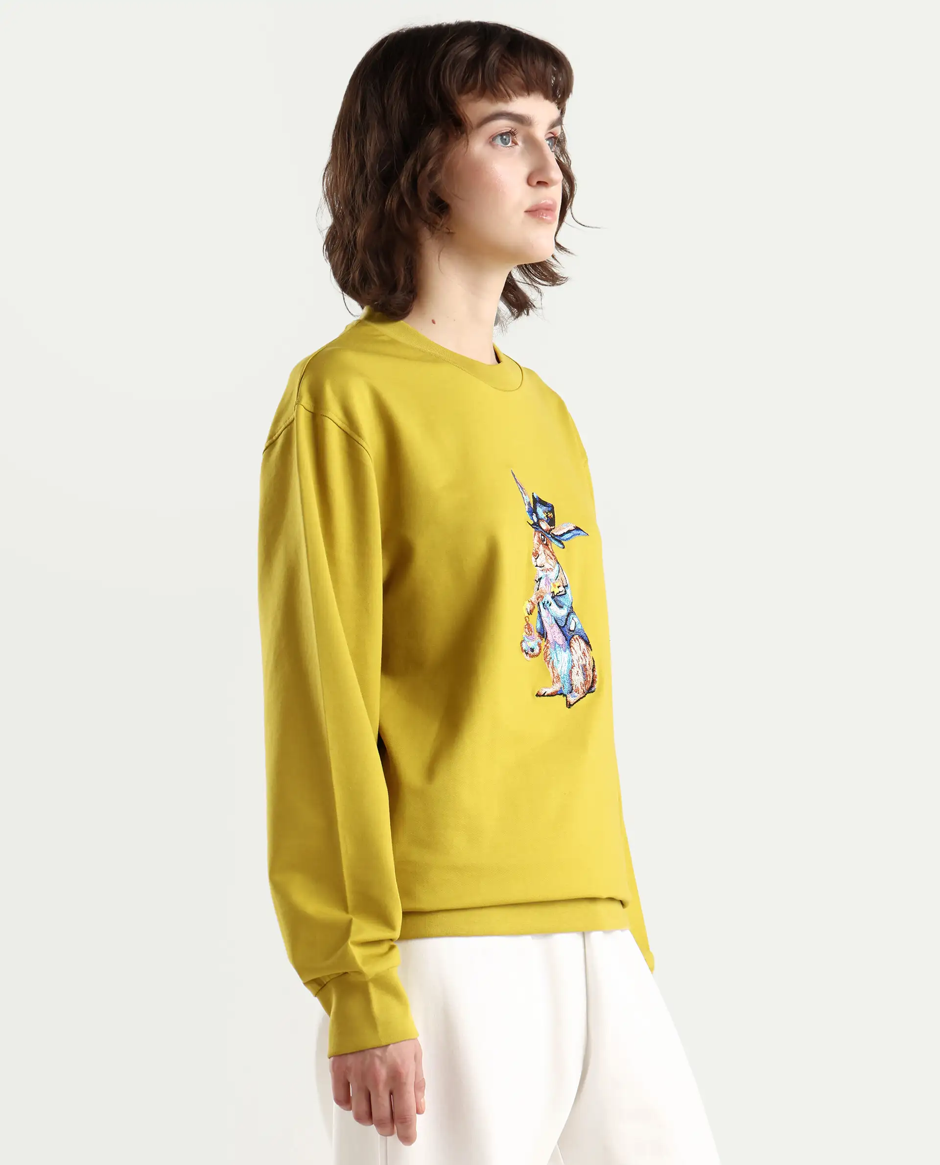 Rareism Women's Rib-1 Green Cotton Blend Crew Neck Plain Regular Fit Sweatshirt - Image 6