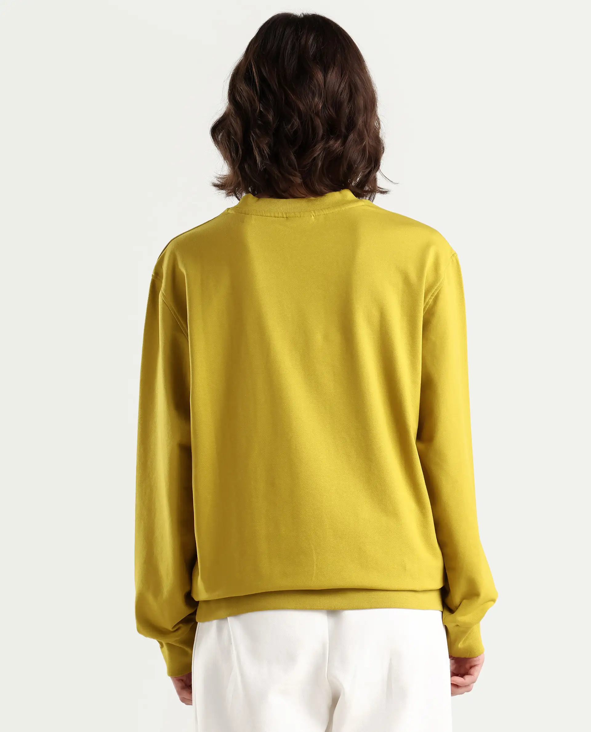 Rareism Women's Rib-1 Green Cotton Blend Crew Neck Plain Regular Fit Sweatshirt - Image 7