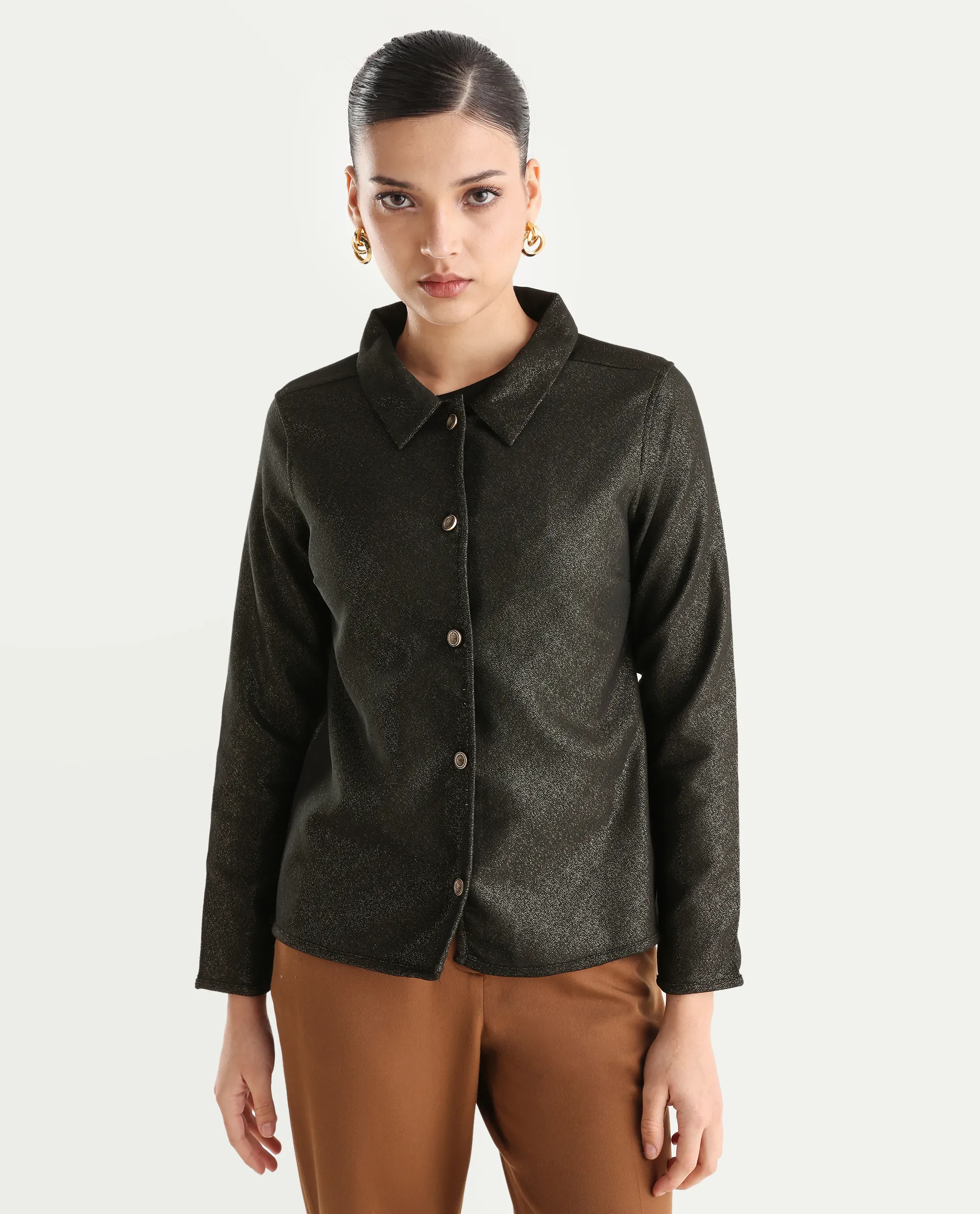 Rareism Women's Ribok Black Polyester Drop Collar Jacquard Regular Fit Jacket - Image 3
