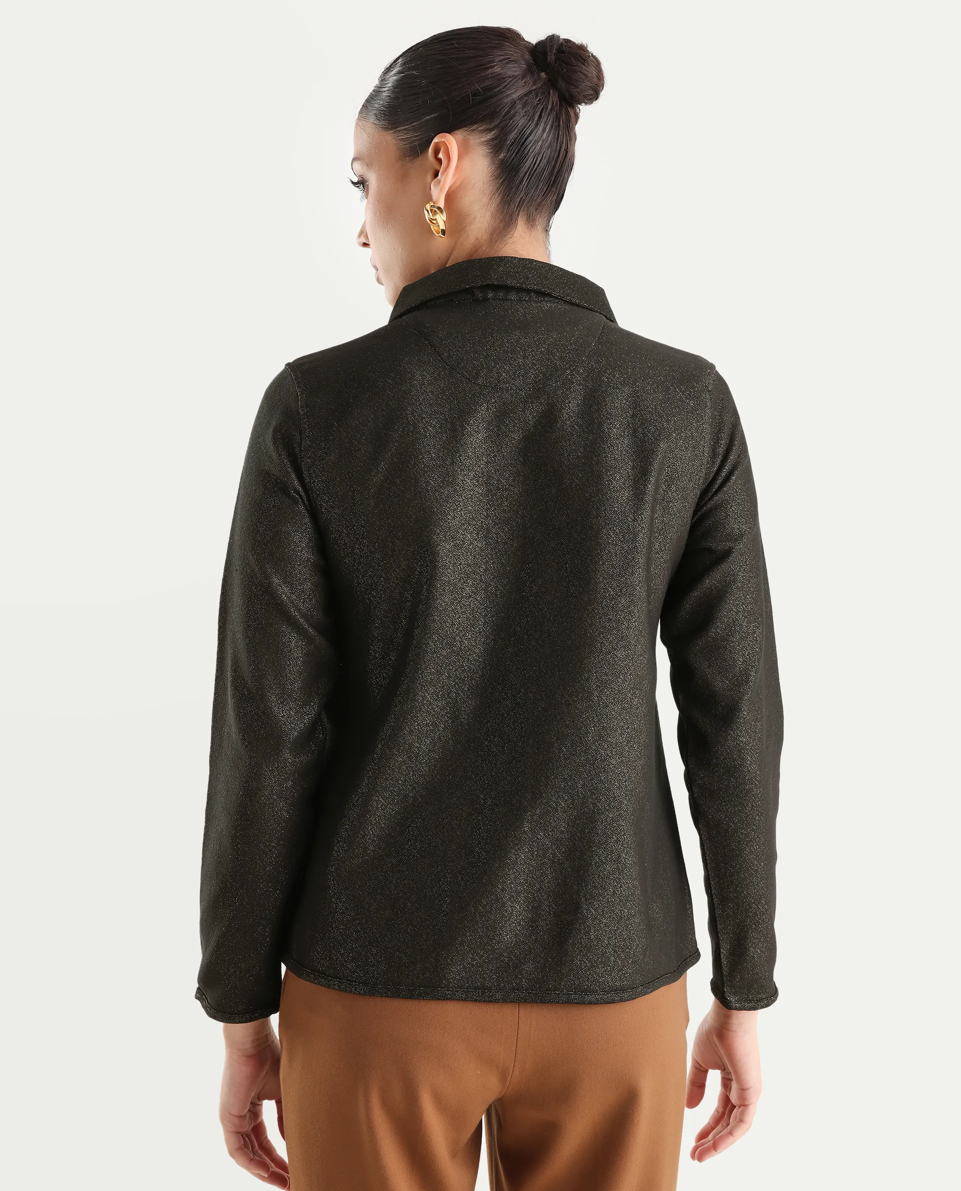 Rareism Women's Ribok Black Polyester Drop Collar Jacquard Regular Fit Jacket - Image 7