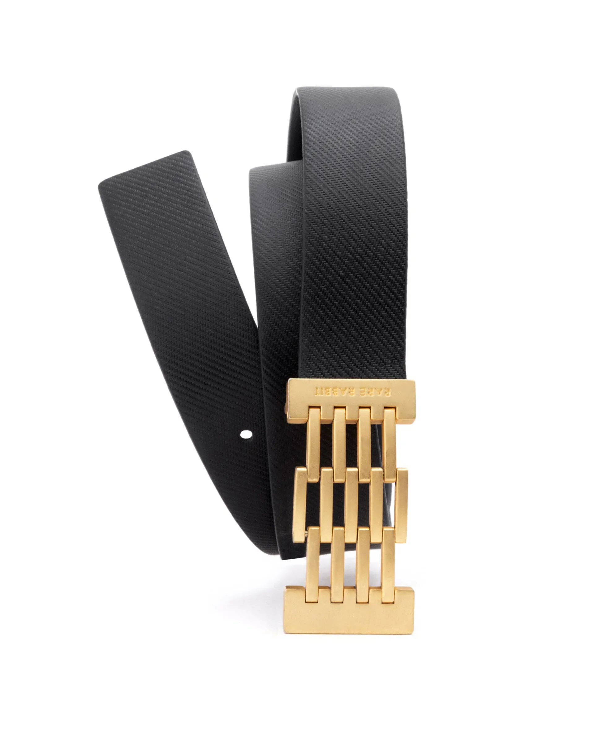 Rare Rabbit Men's Ribs Black Belt Leather - Image 2