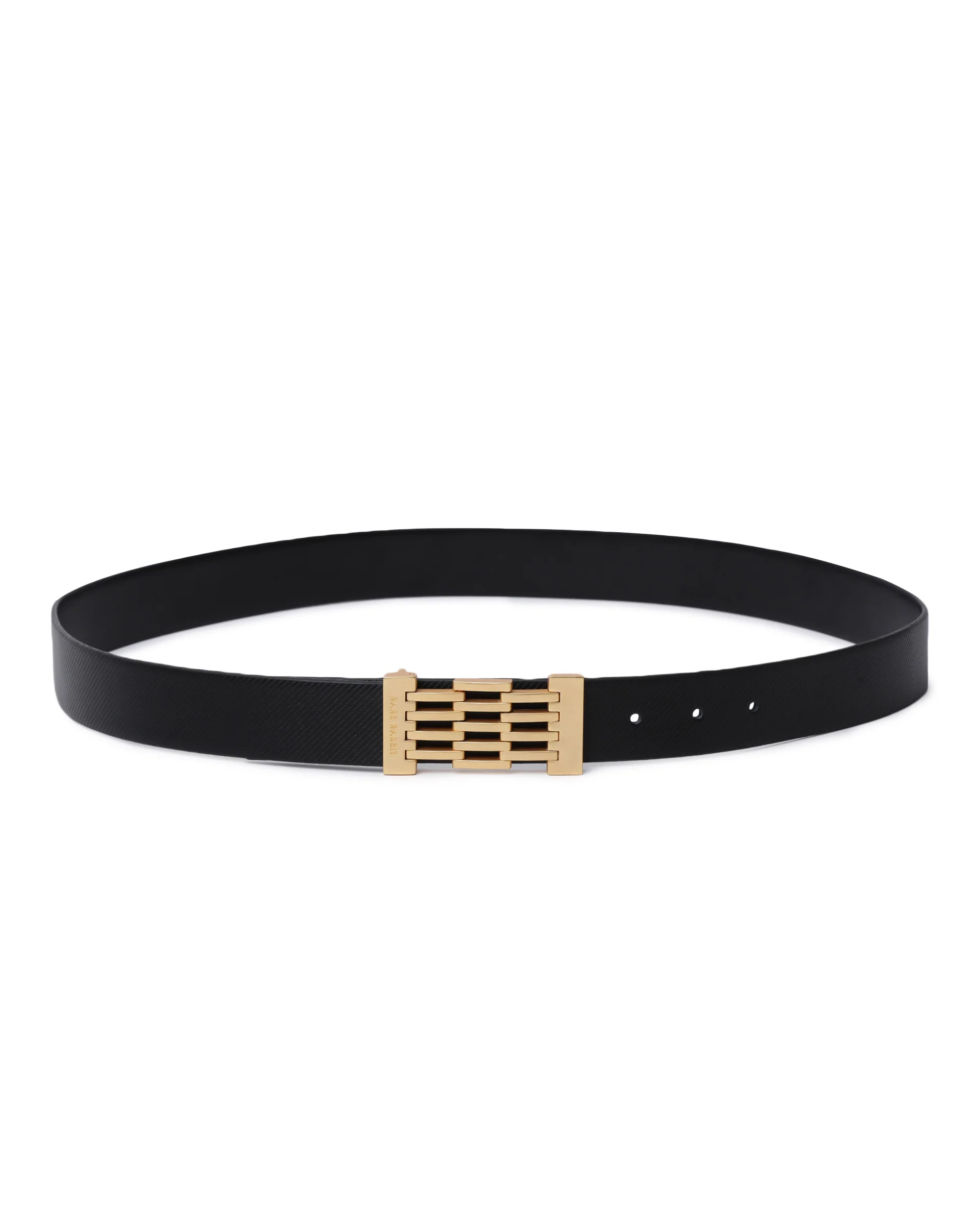 Rare Rabbit Men's Ribs Black Belt Leather - Image 3