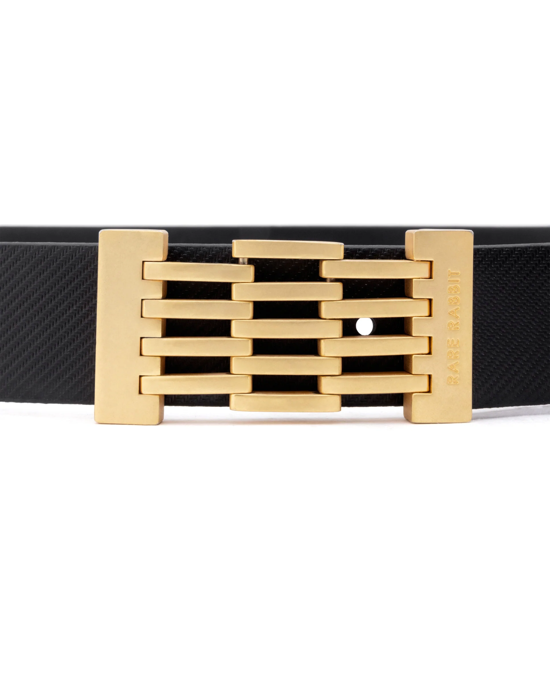 Rare Rabbit Men's Ribs Black Belt Leather - Image 4