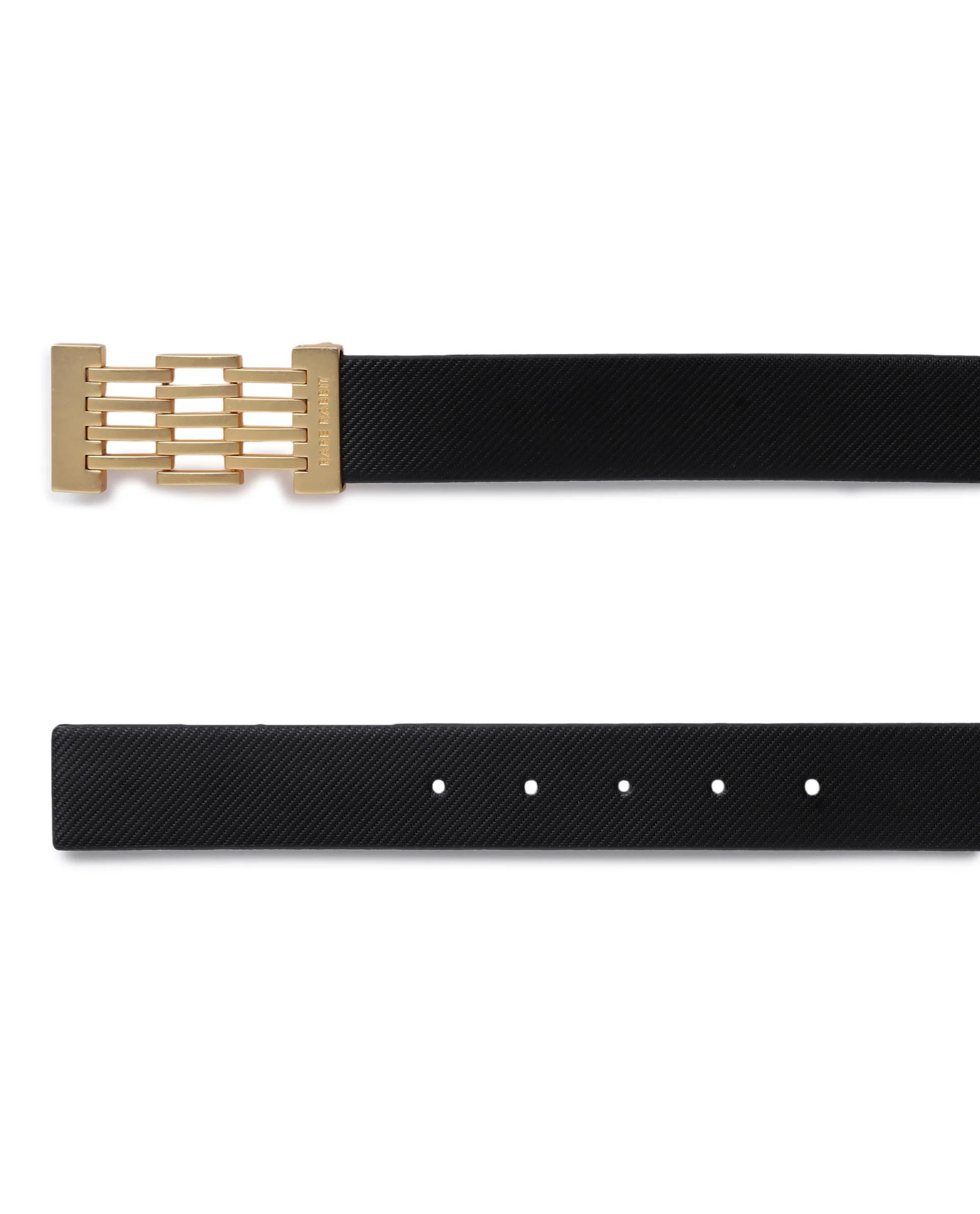 Rare Rabbit Men's Ribs Black Belt Leather - Image 5