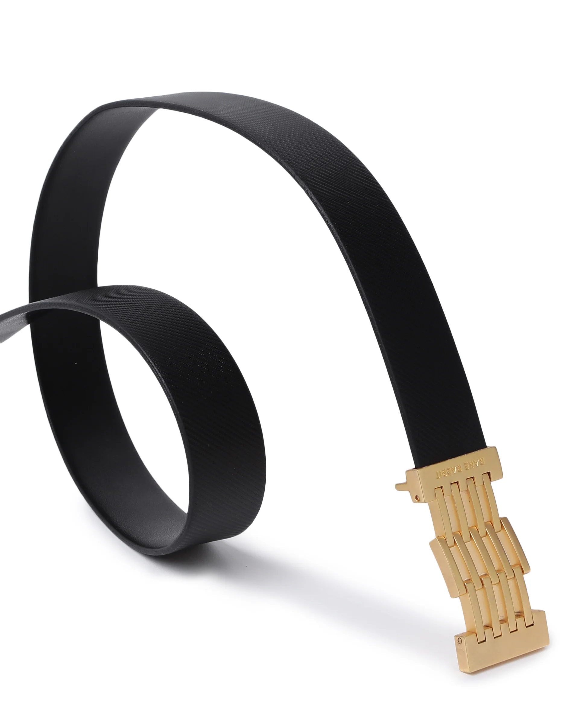 Rare Rabbit Men's Ribs Black Belt Leather - Image 6