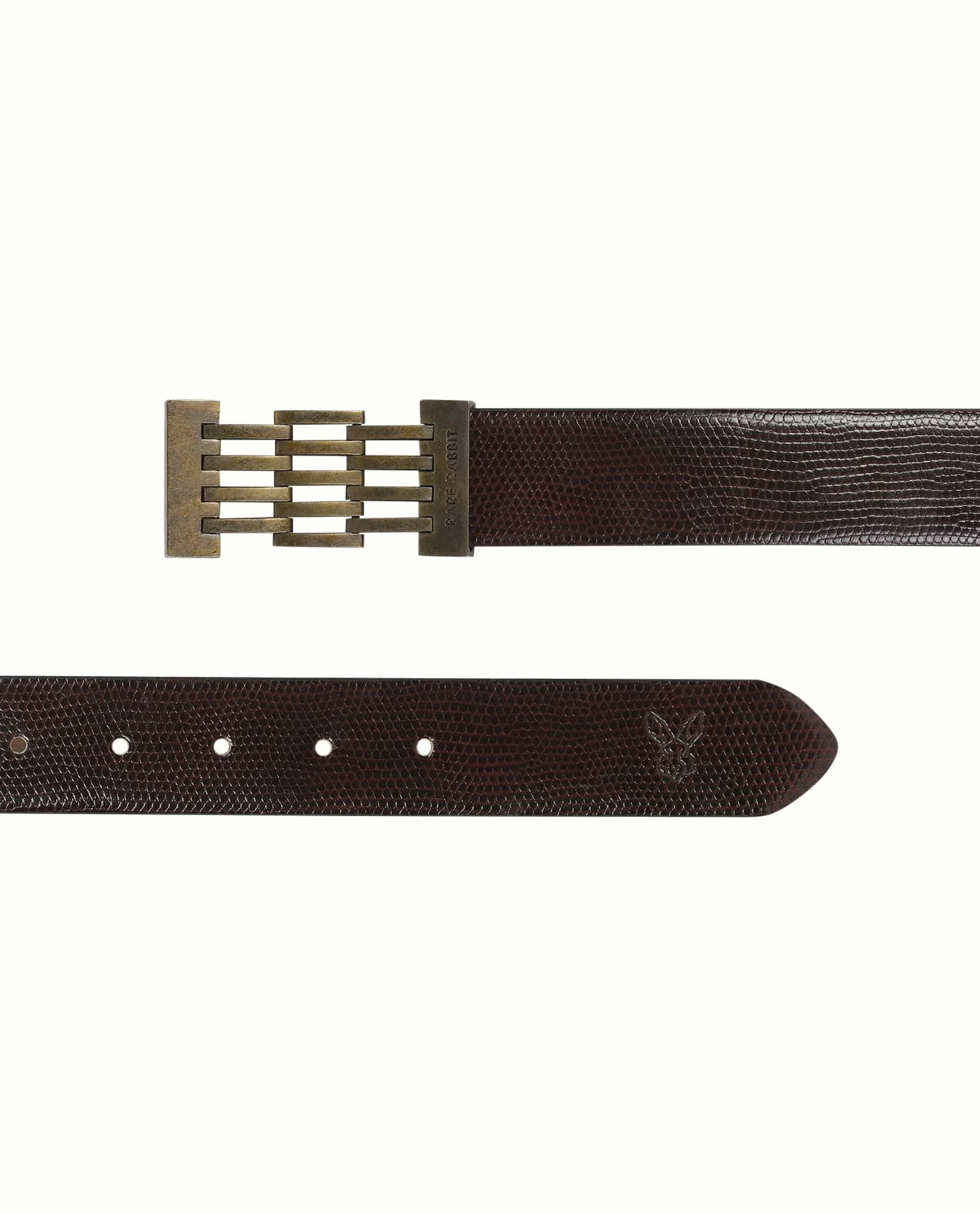 Rare Rabbit Men's Ribs Brown Belts Leather Fabric - Image 3