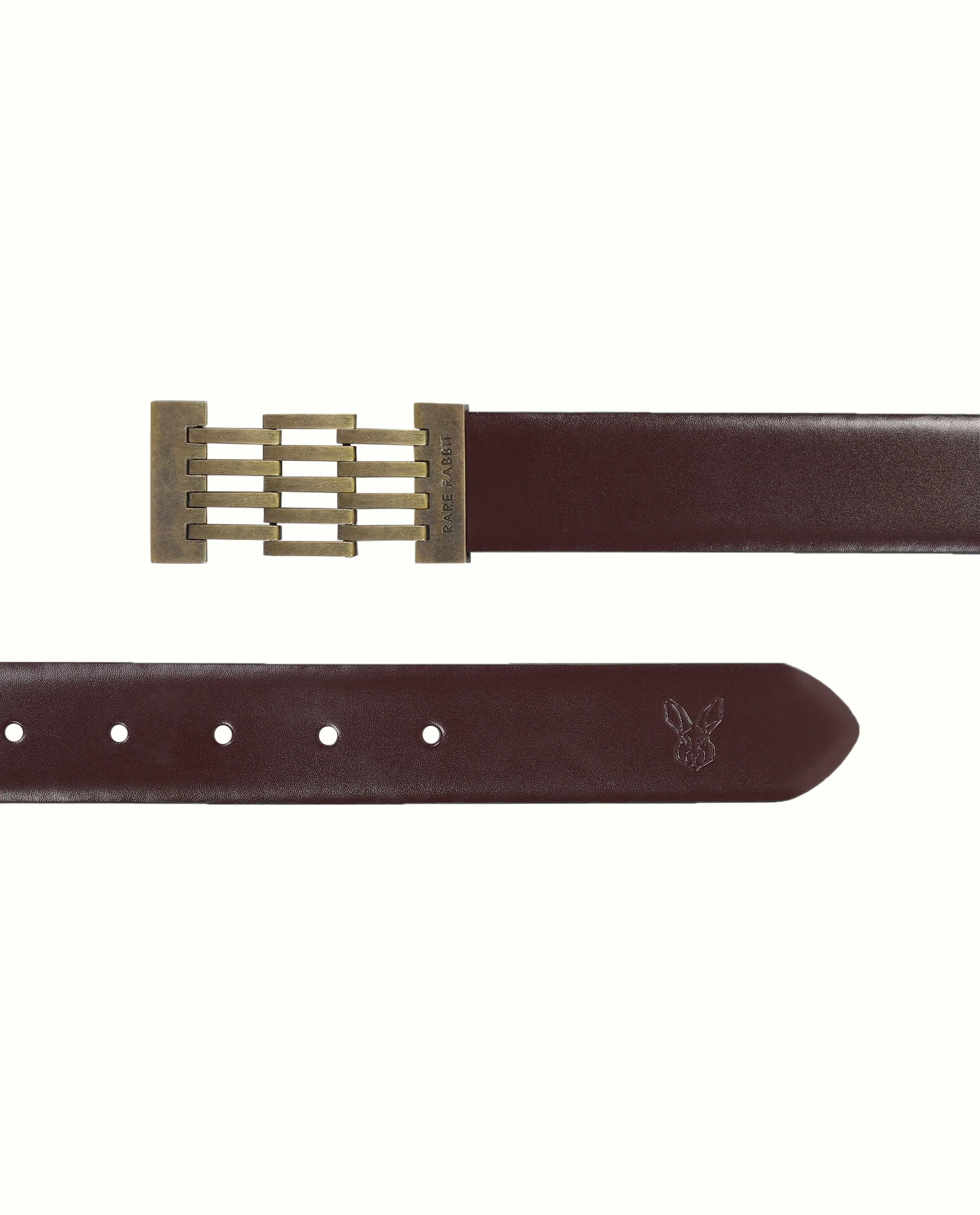 Rare Rabbit Men's Ribs Maroon Belts Leather Fabric - Image 2