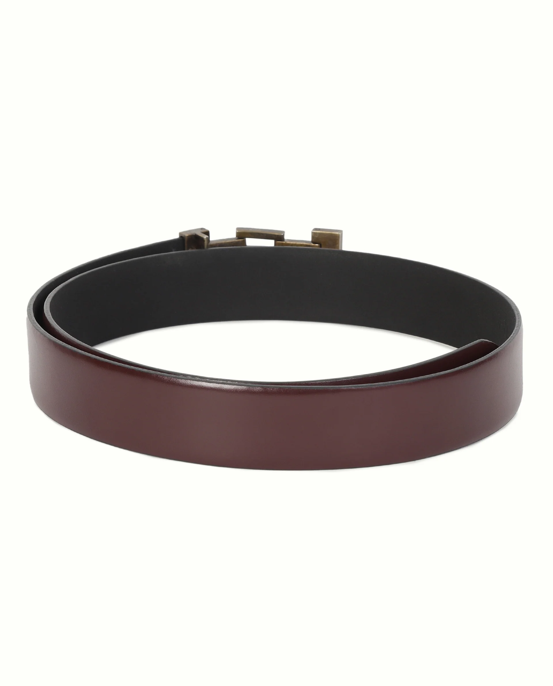 Rare Rabbit Men's Ribs Maroon Belts Leather Fabric - Image 3