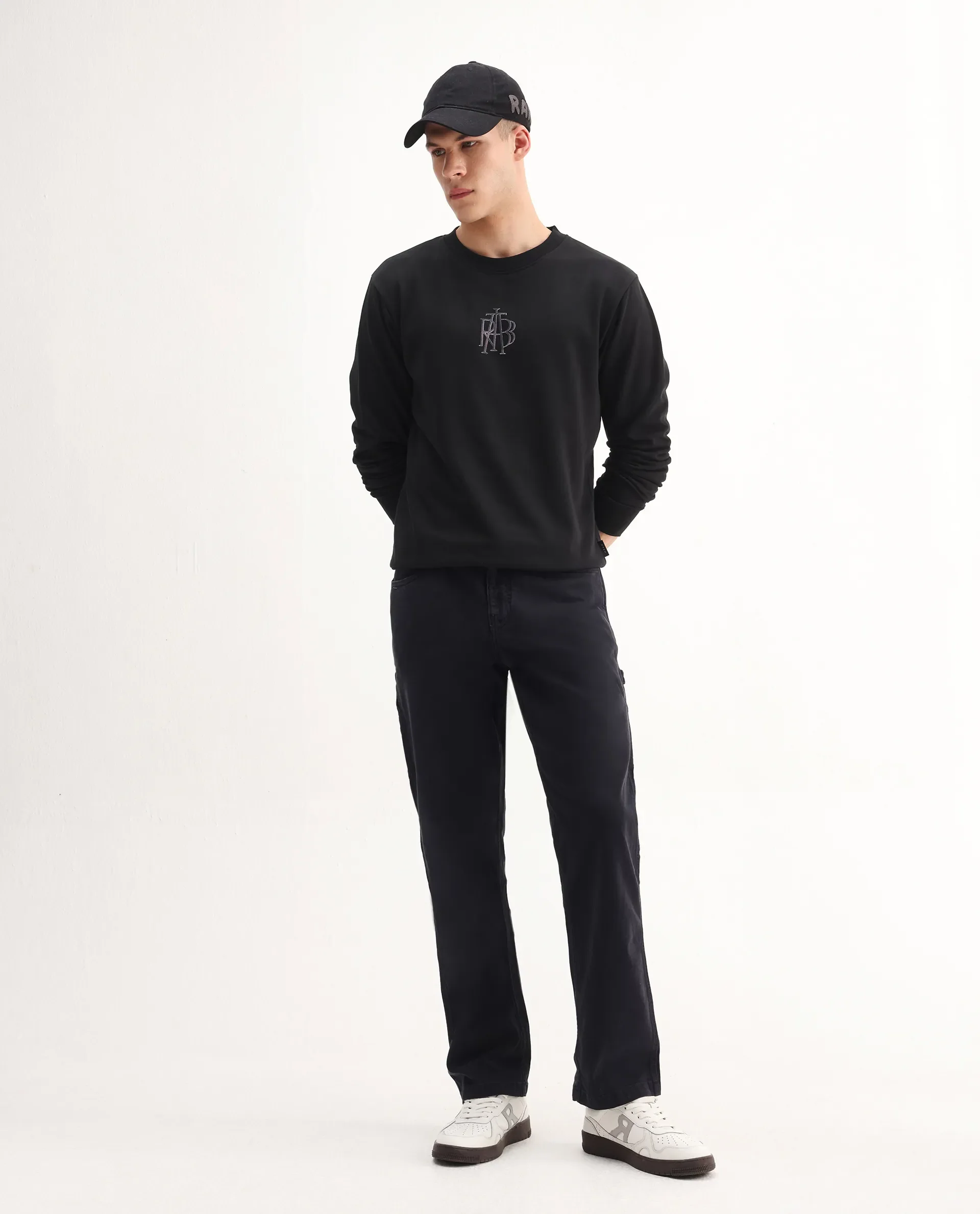 Rare Rabbit Men's Rick Black Cotton Blend Graphic Print Regular Fit Full Sleeve Crew Neck Sweatshirt - Image 2