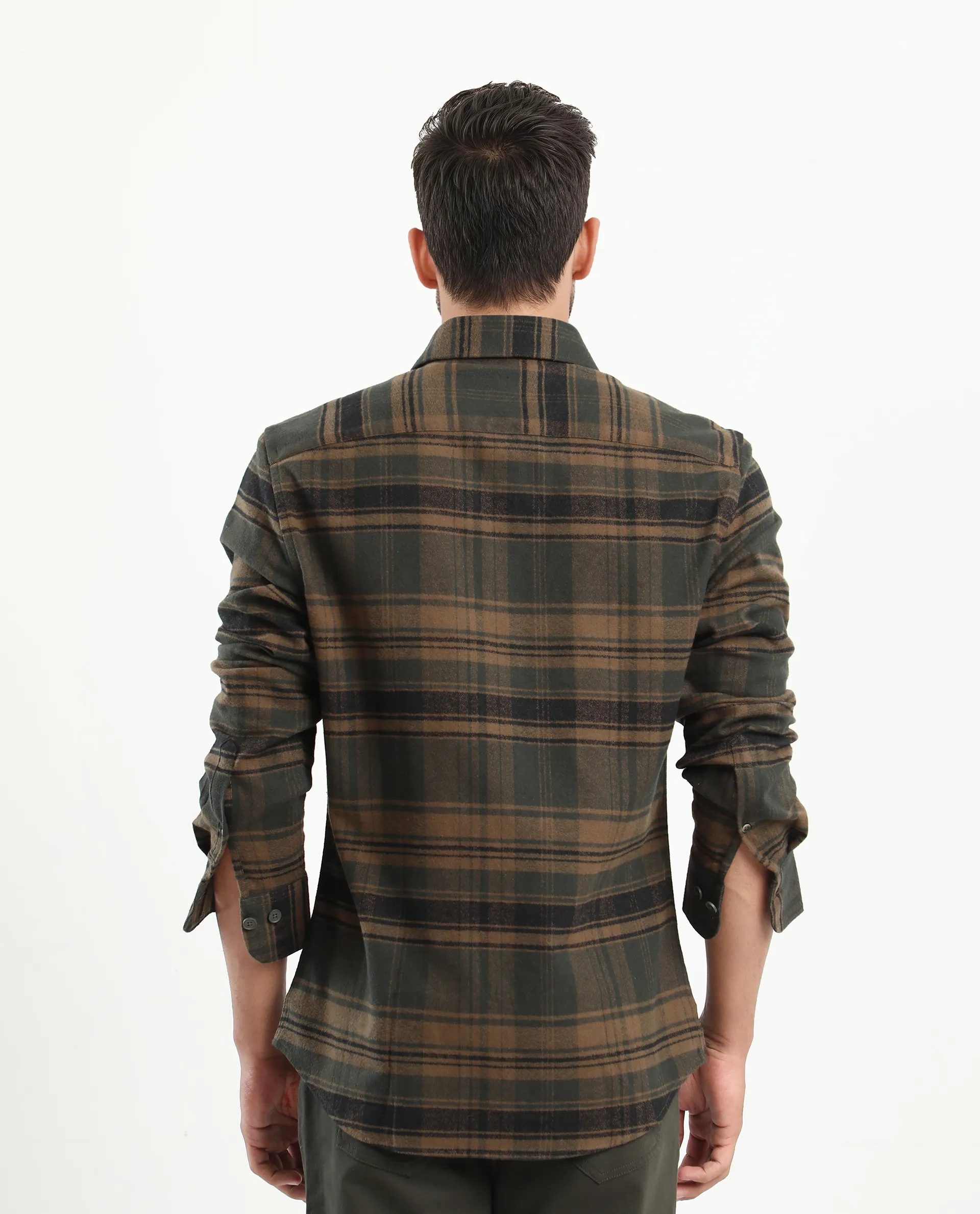 Rare Rabbit Men's Ricl Brown Cotton Checked Print Regular Fit Full Sleeve Collared Shirt - Image 8